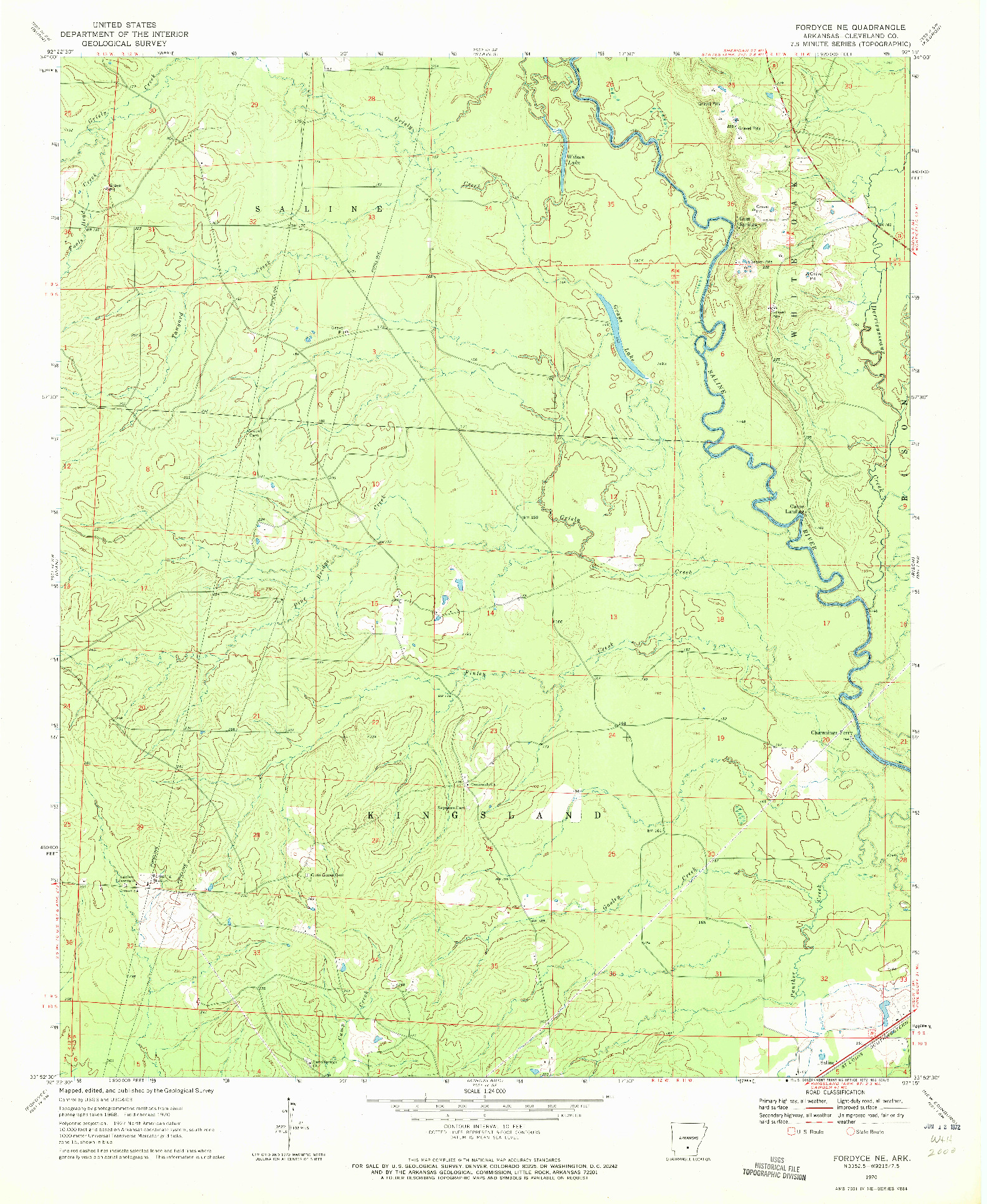 USGS 1:24000-SCALE QUADRANGLE FOR FORDYCE NE, AR 1970