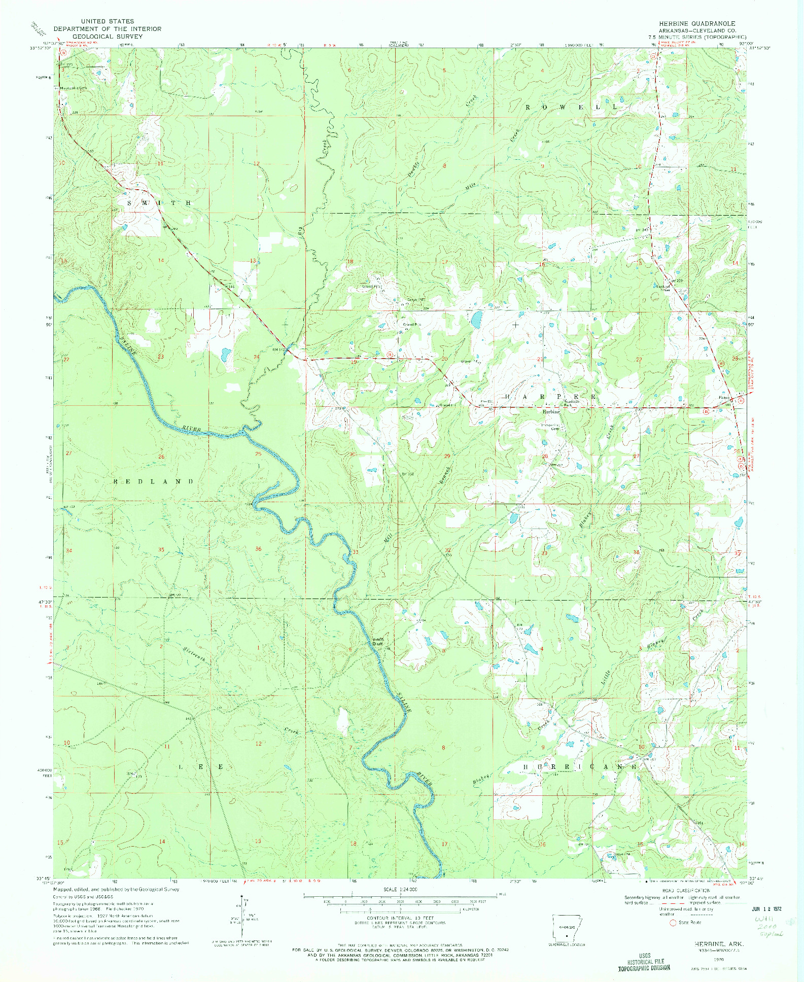 USGS 1:24000-SCALE QUADRANGLE FOR HERBINE, AR 1970