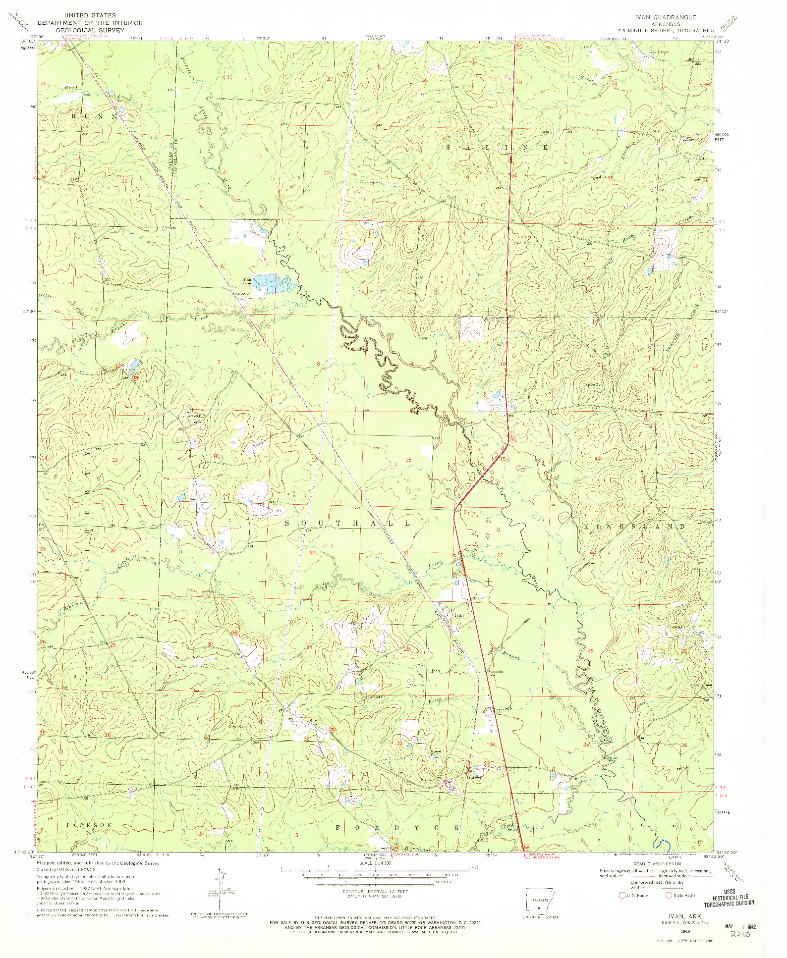 USGS 1:24000-SCALE QUADRANGLE FOR IVAN, AR 1969
