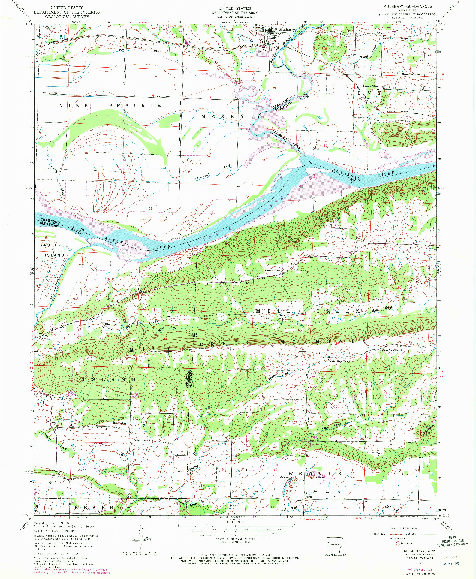 USGS 1:24000-SCALE QUADRANGLE FOR MULBERRY, AR 1948