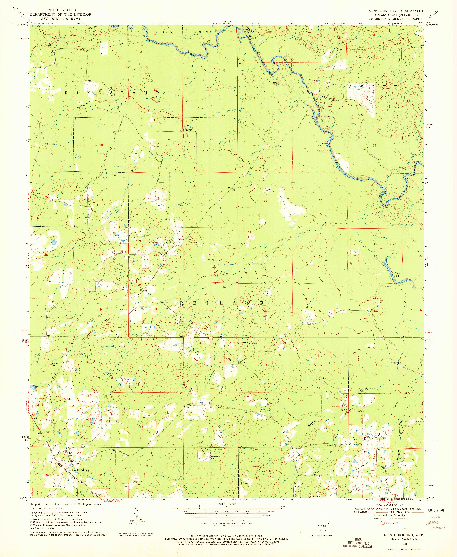 USGS 1:24000-SCALE QUADRANGLE FOR NEW EDINBURG, AR 1970