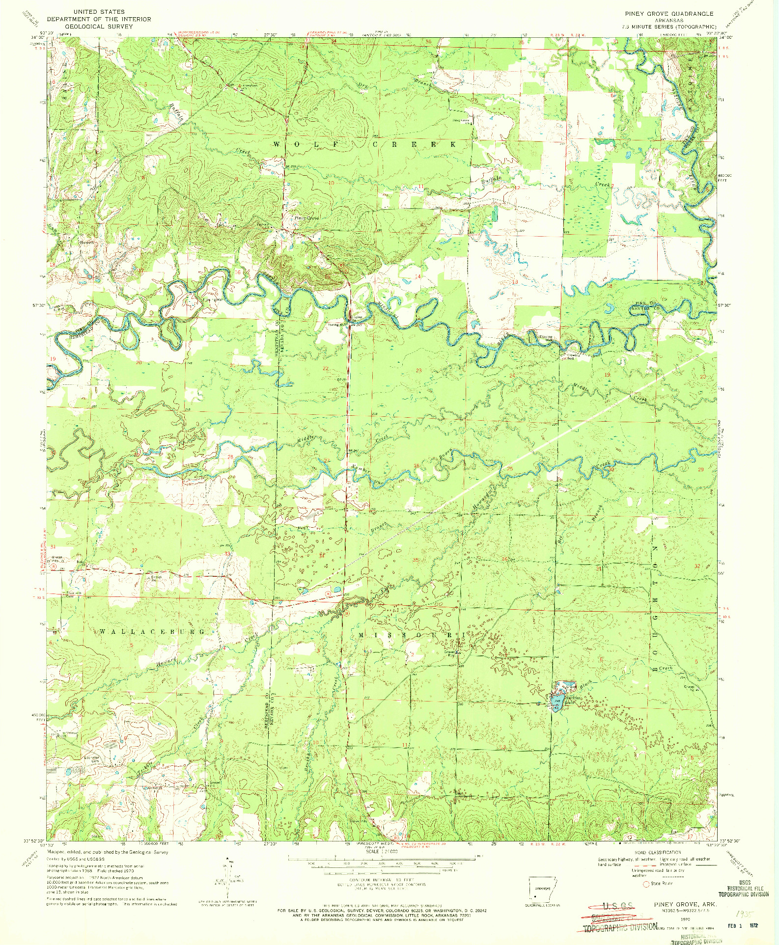 USGS 1:24000-SCALE QUADRANGLE FOR PINEY GROVE, AR 1970