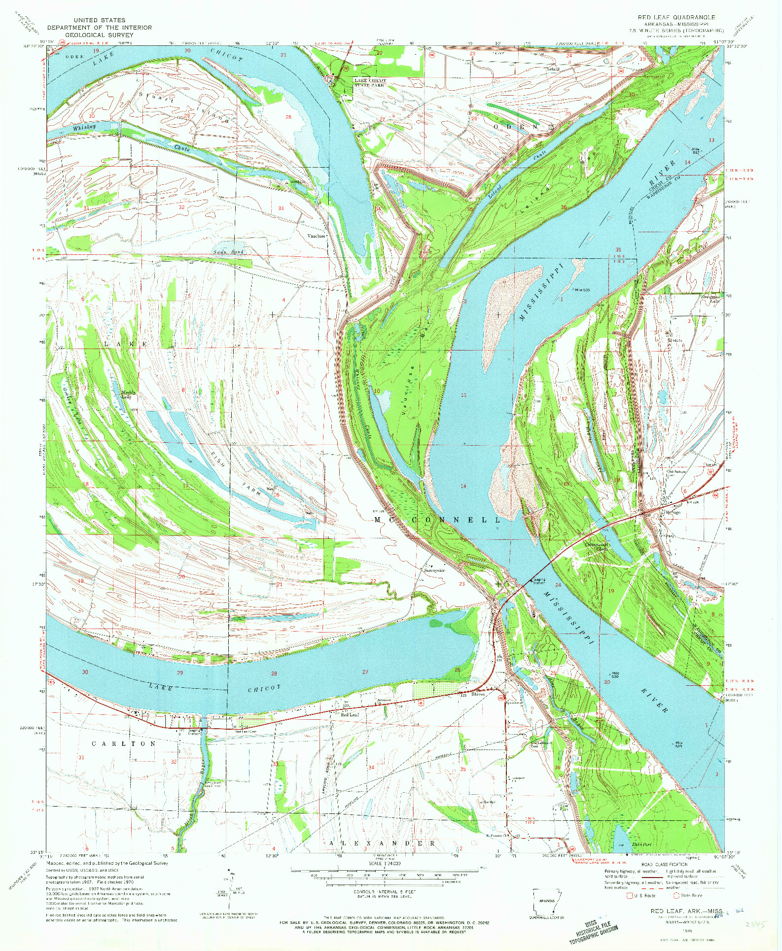 USGS 1:24000-SCALE QUADRANGLE FOR RED LEAF, AR 1970