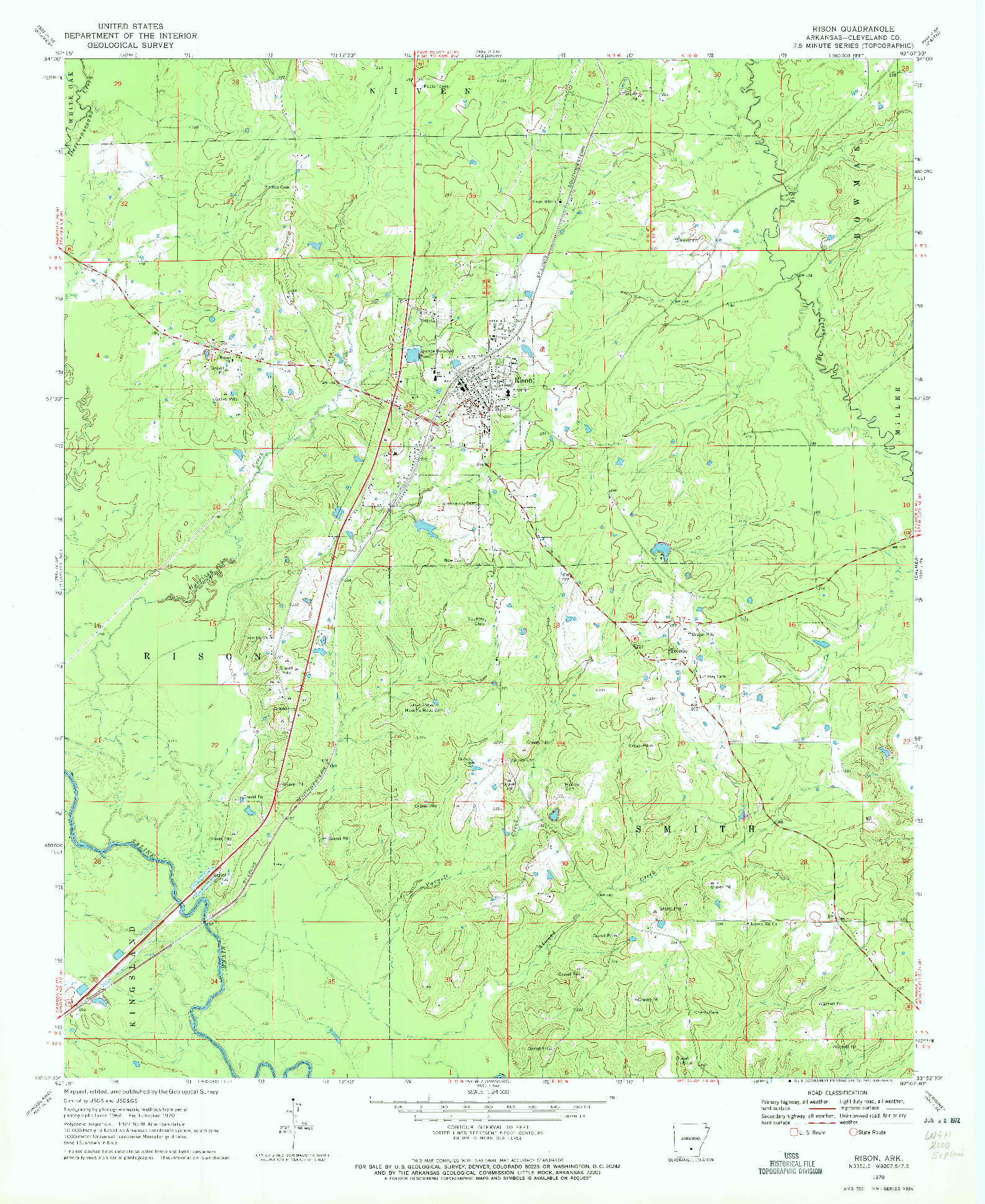 USGS 1:24000-SCALE QUADRANGLE FOR RISON, AR 1970