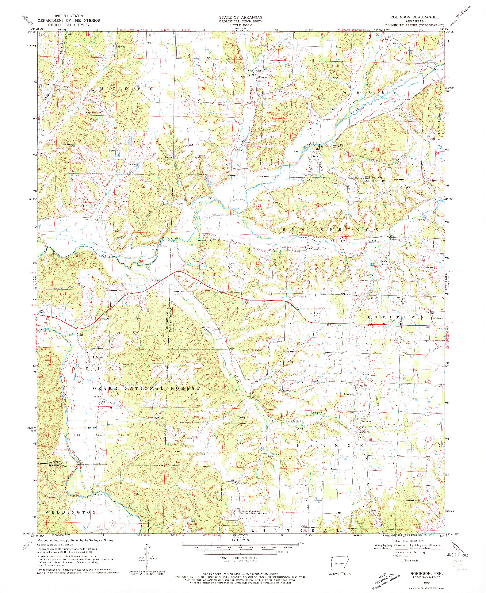 USGS 1:24000-SCALE QUADRANGLE FOR ROBINSON, AR 1970