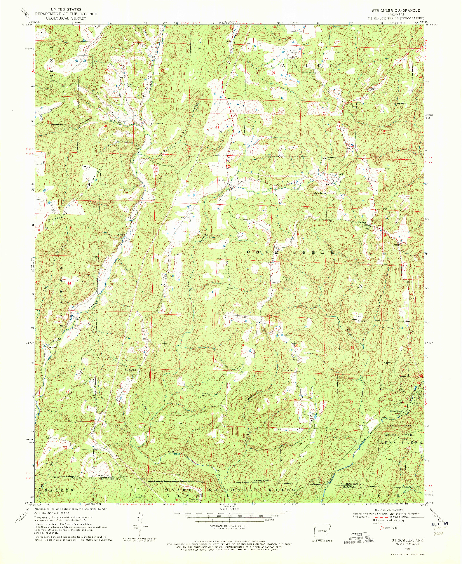 USGS 1:24000-SCALE QUADRANGLE FOR STRICKLER, AR 1970