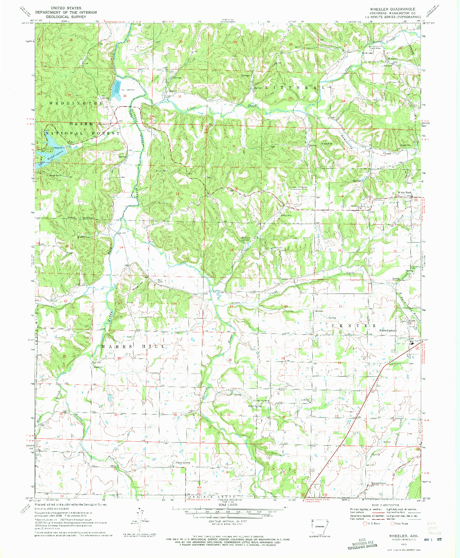 USGS 1:24000-SCALE QUADRANGLE FOR WHEELER, AR 1970