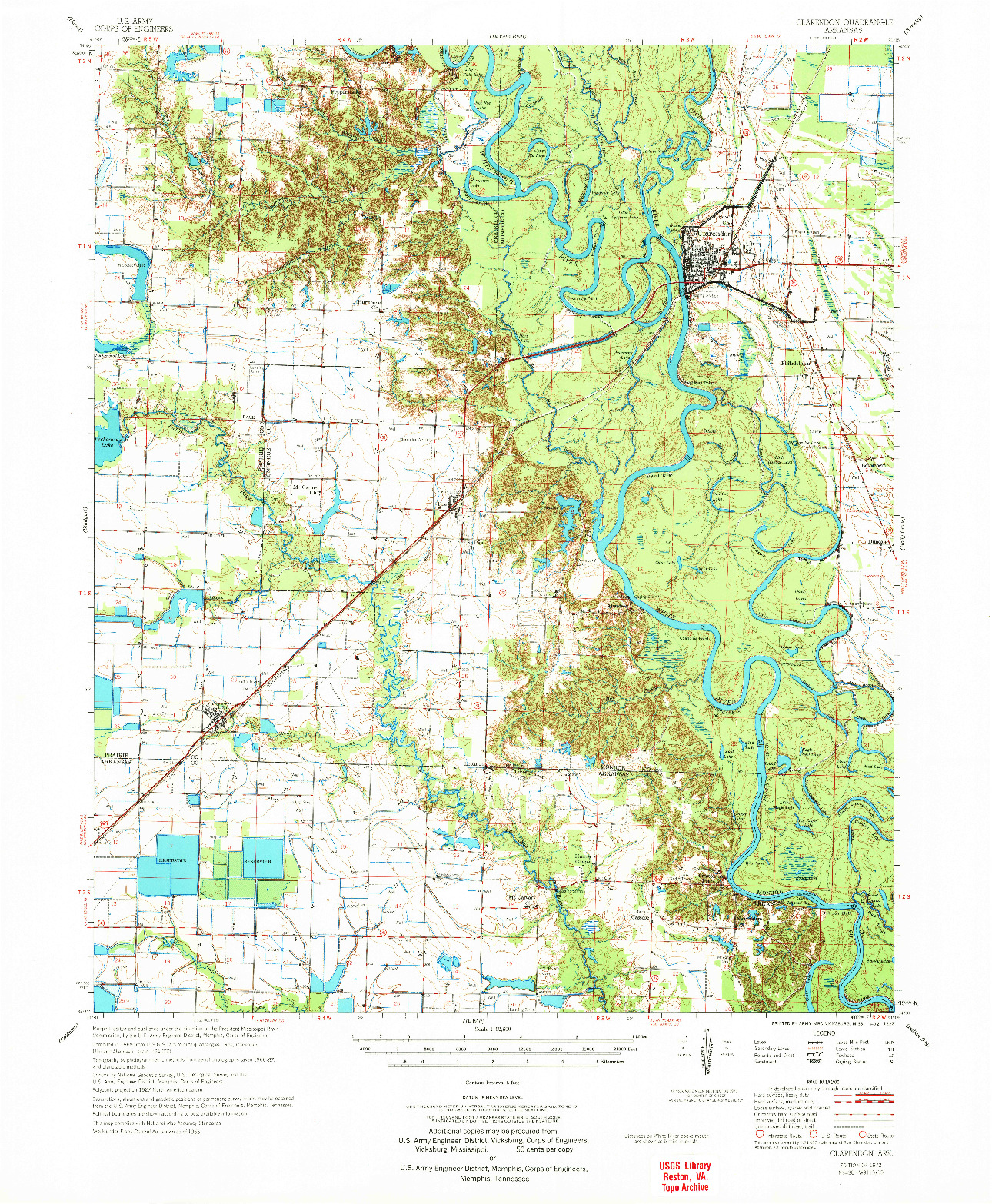 USGS 1:62500-SCALE QUADRANGLE FOR CLARENDON, AR 1972