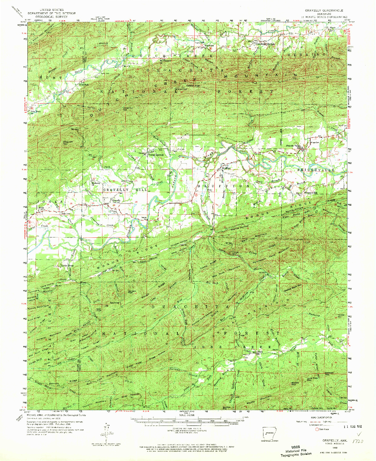 USGS 1:62500-SCALE QUADRANGLE FOR GRAVELLY, AR 1960