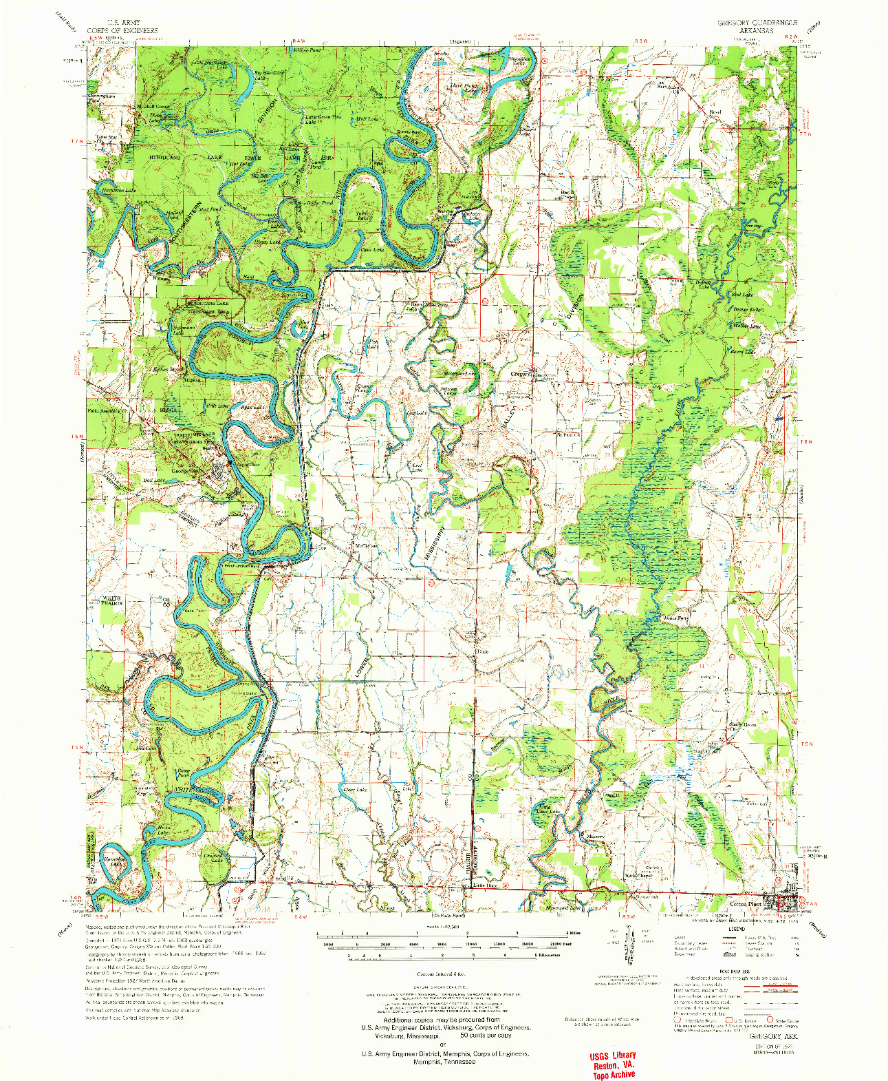 USGS 1:62500-SCALE QUADRANGLE FOR GREGORY, AR 1972