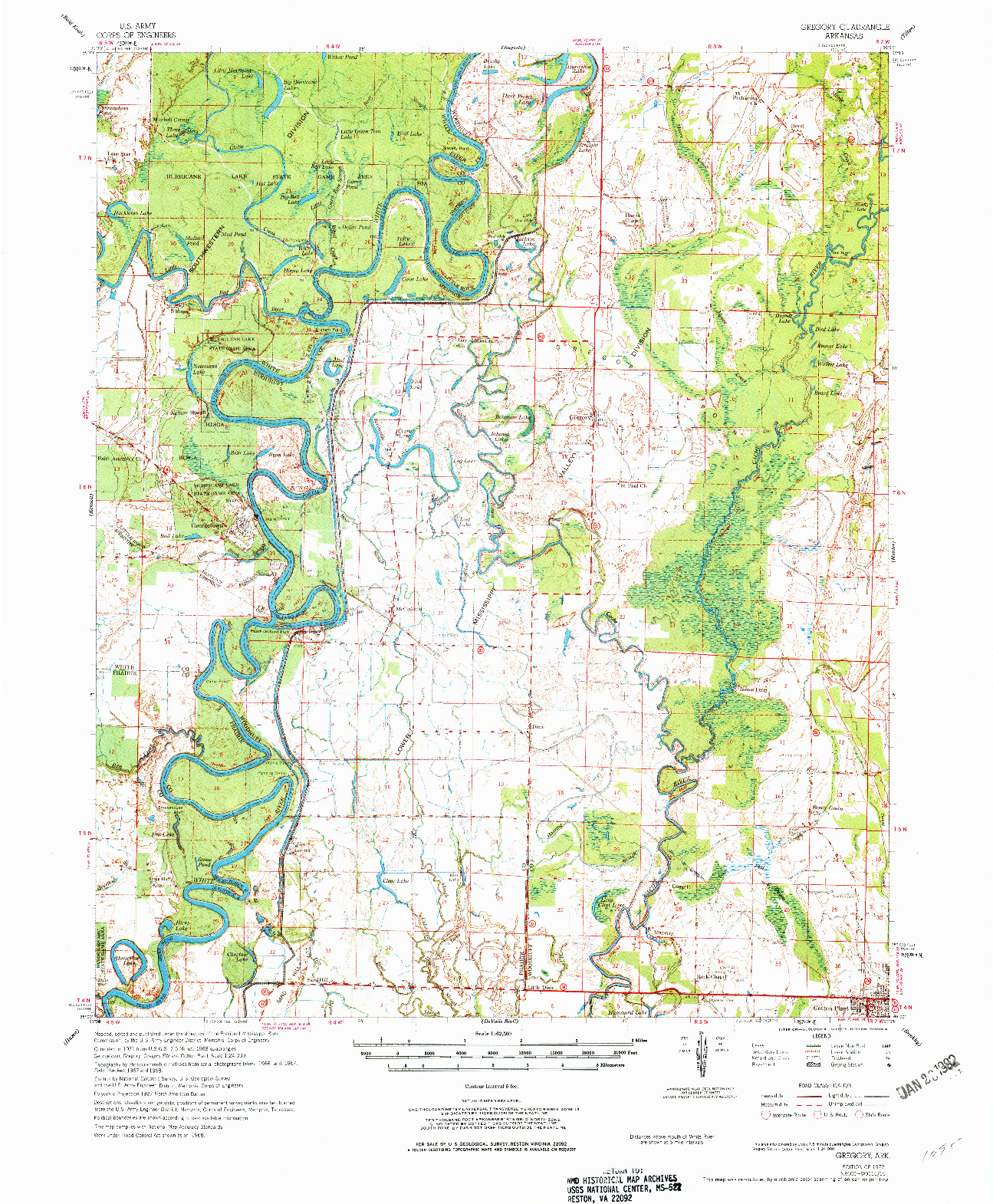 USGS 1:62500-SCALE QUADRANGLE FOR GREGORY, AR 1972