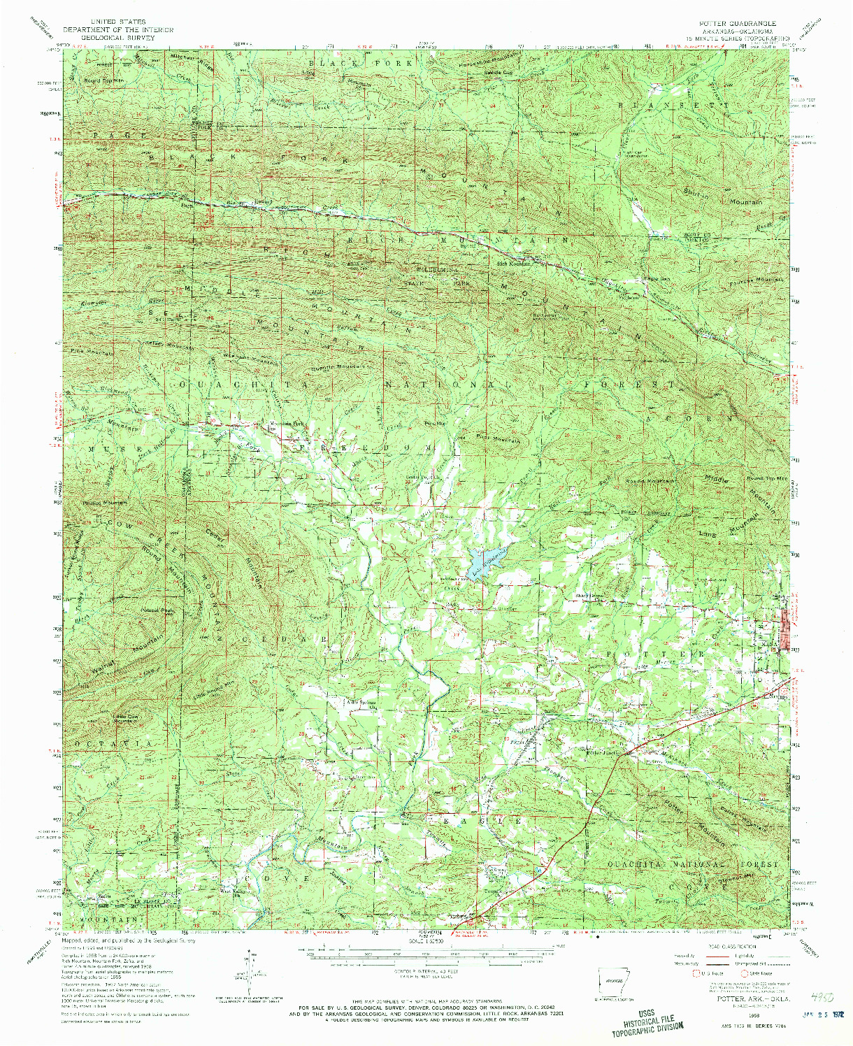 USGS 1:62500-SCALE QUADRANGLE FOR POTTER, AR 1958