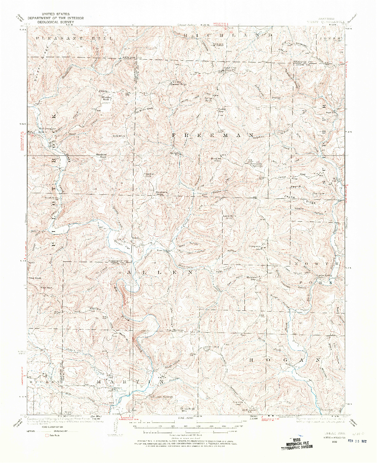 USGS 1:62500-SCALE QUADRANGLE FOR TREAT, AR 1932