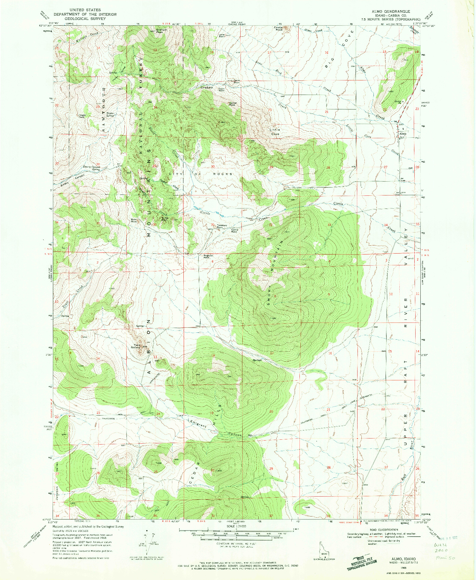 USGS 1:24000-SCALE QUADRANGLE FOR ALMO, ID 1968