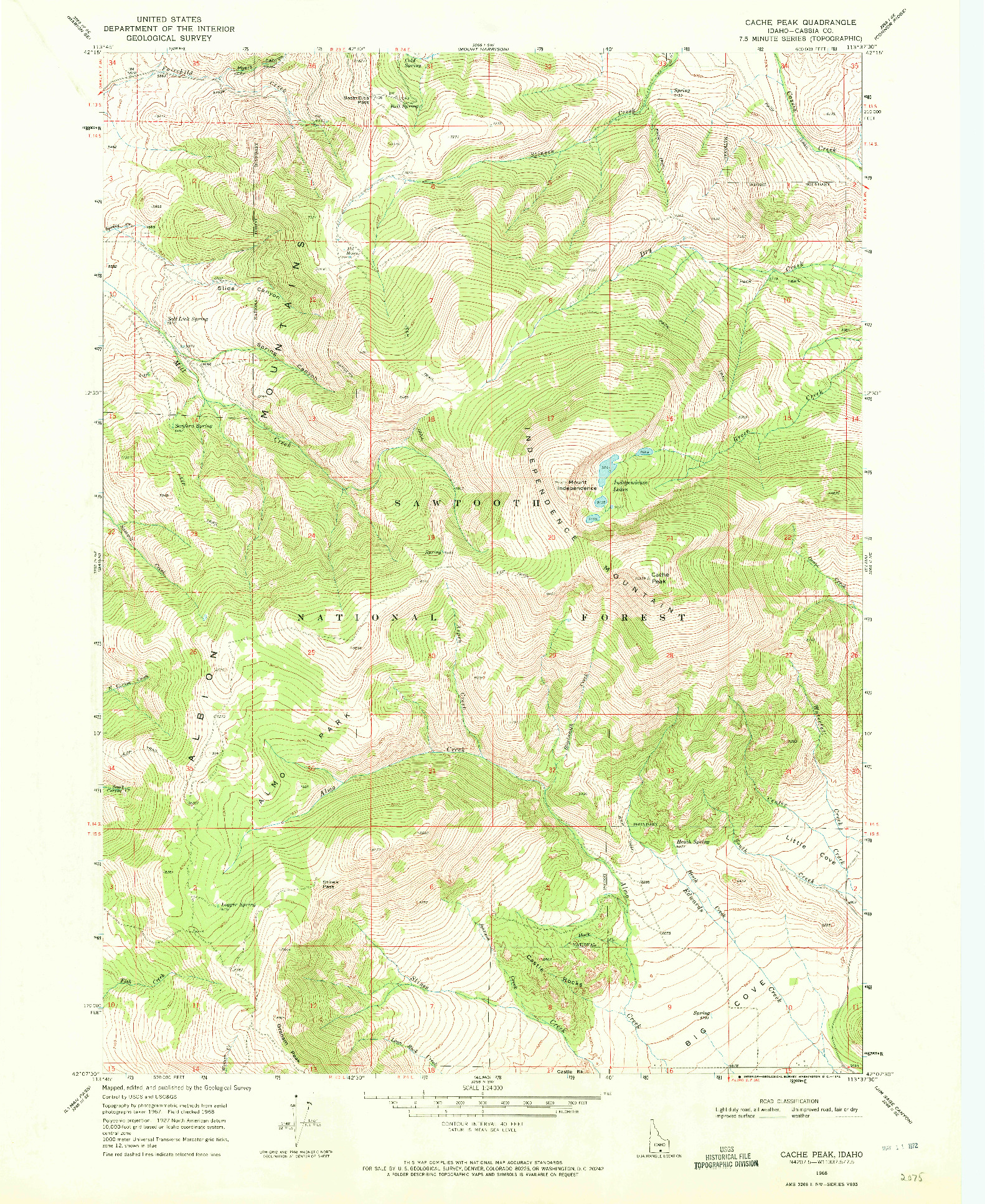 USGS 1:24000-SCALE QUADRANGLE FOR CACHE PEAK, ID 1968