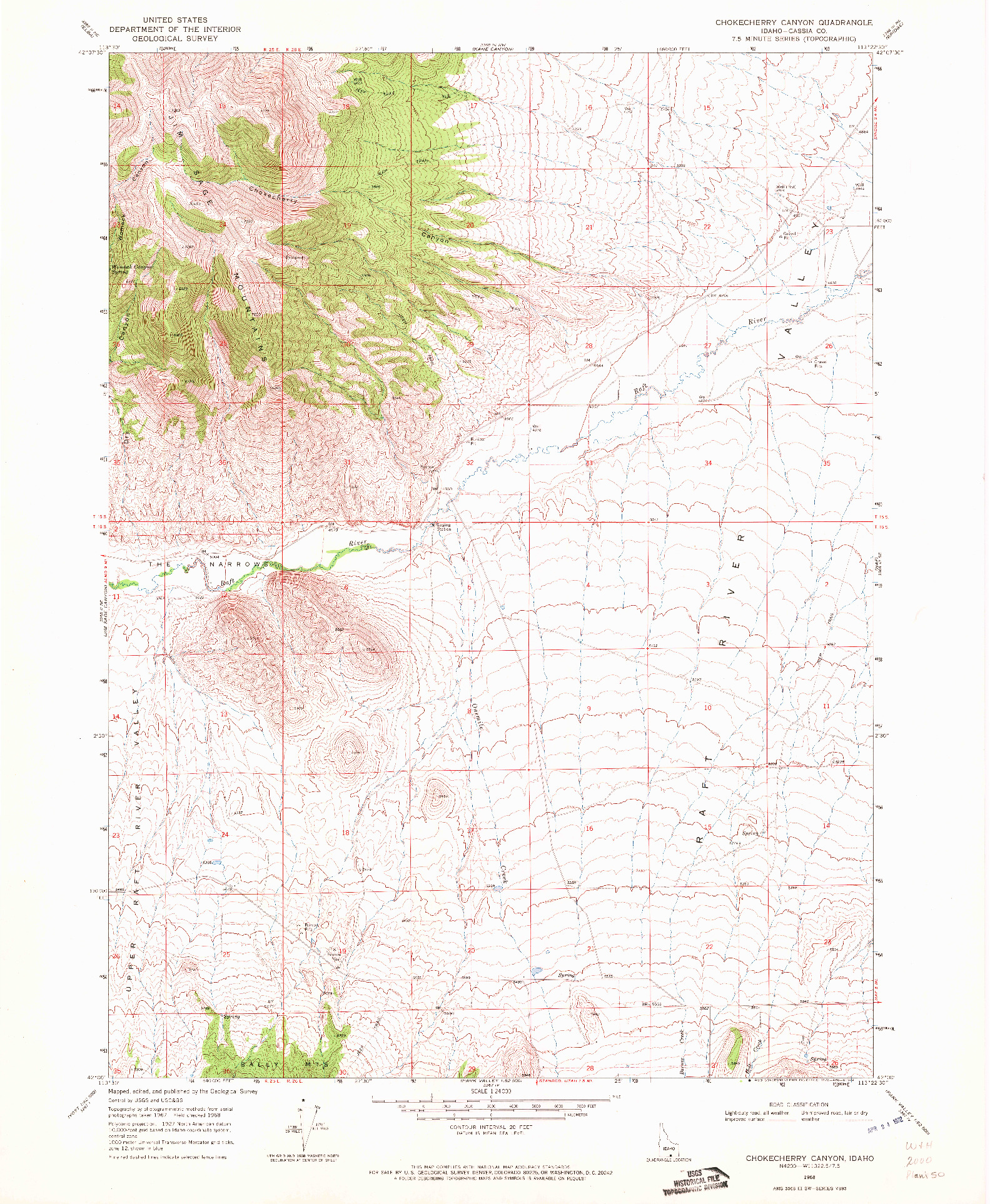 USGS 1:24000-SCALE QUADRANGLE FOR CHOKECHERRY CANYON, ID 1968