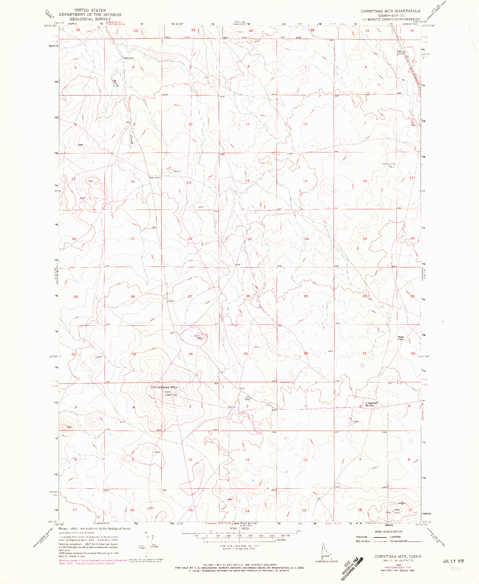 USGS 1:24000-SCALE QUADRANGLE FOR CHRISTMAS MTN, ID 1955