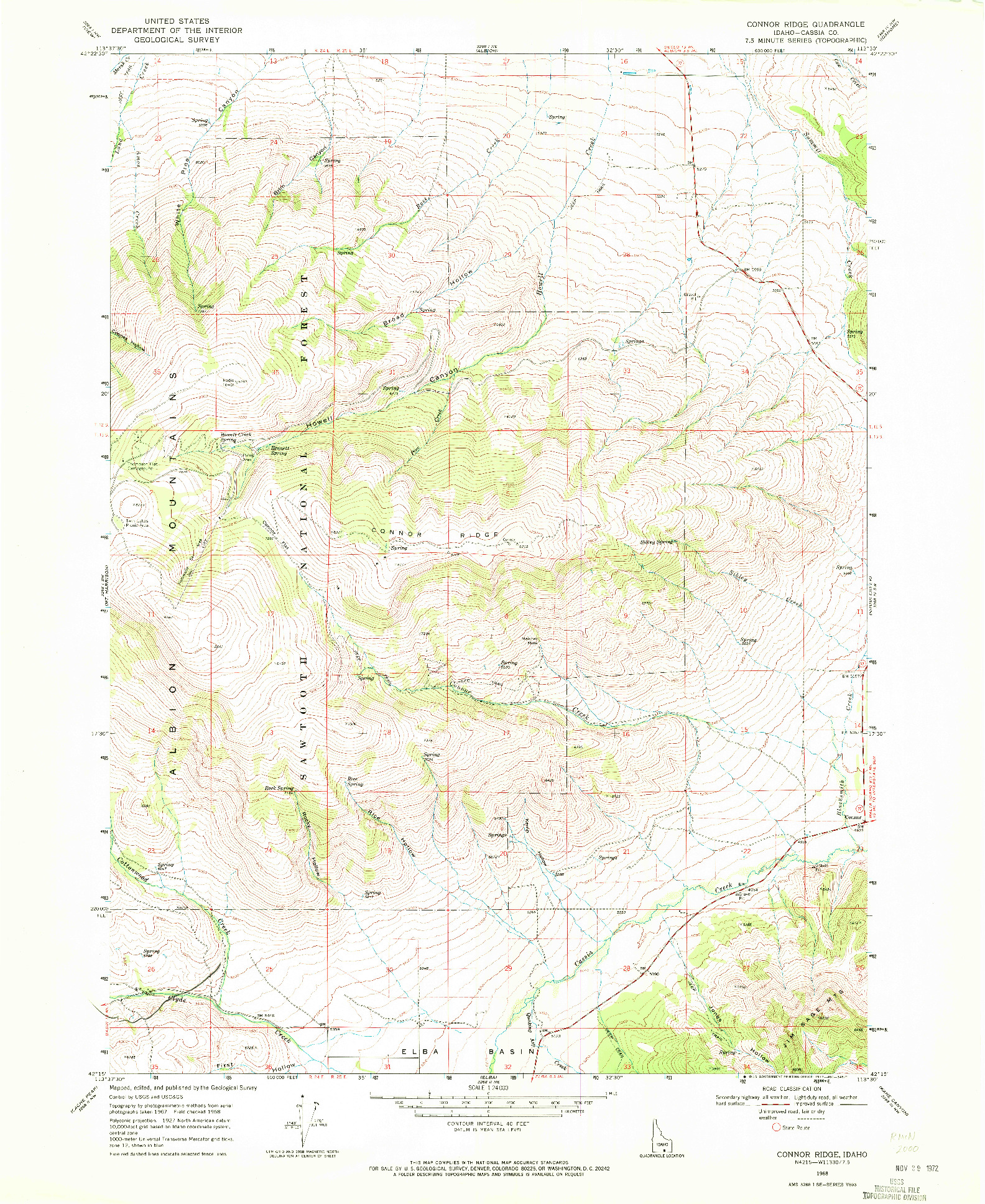 USGS 1:24000-SCALE QUADRANGLE FOR CONNOR RIDGE, ID 1968