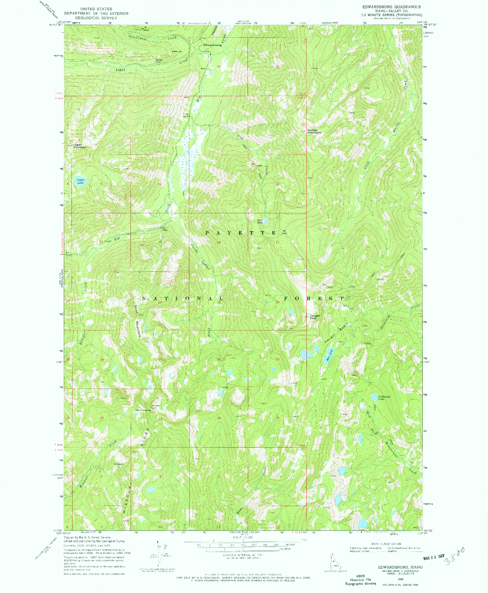 USGS 1:24000-SCALE QUADRANGLE FOR EDWARDSBURG, ID 1969