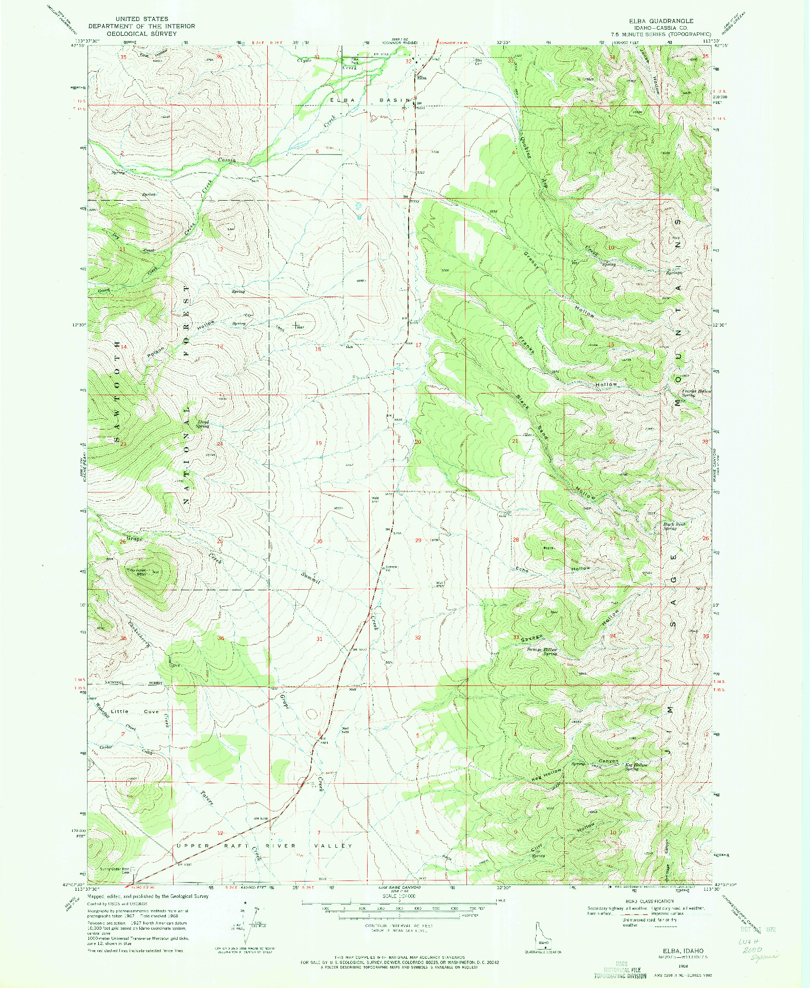 USGS 1:24000-SCALE QUADRANGLE FOR ELBA, ID 1968