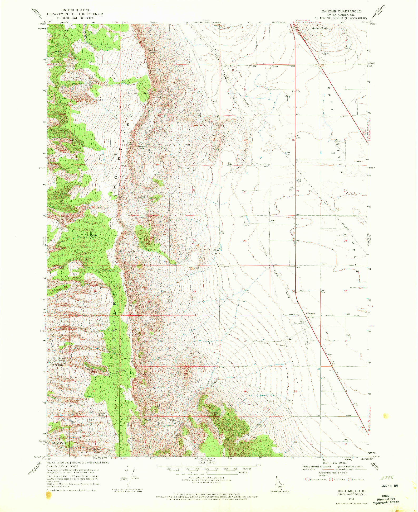 USGS 1:24000-SCALE QUADRANGLE FOR IDAHOME, ID 1968