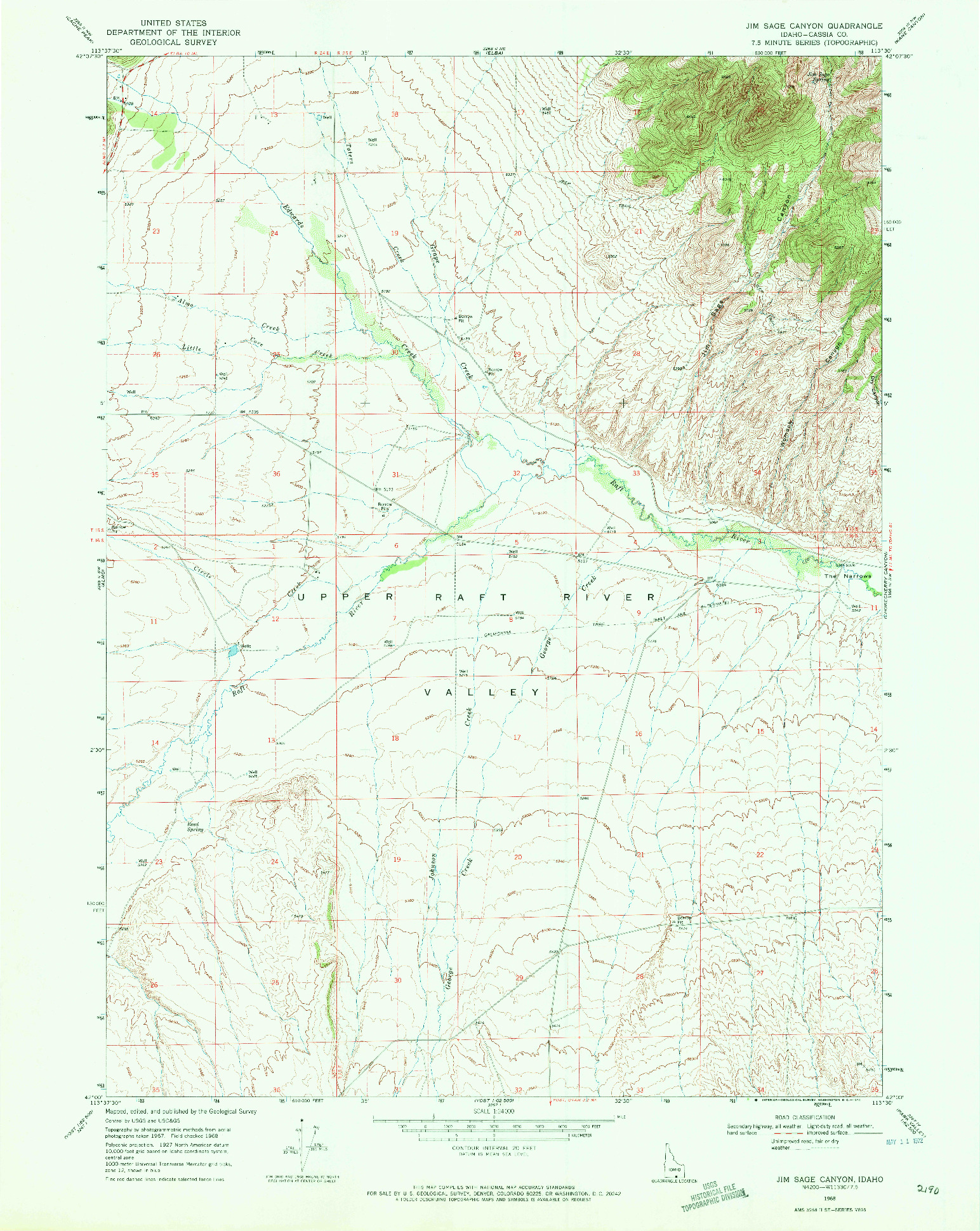 USGS 1:24000-SCALE QUADRANGLE FOR JIM SAGE CANYON, ID 1968