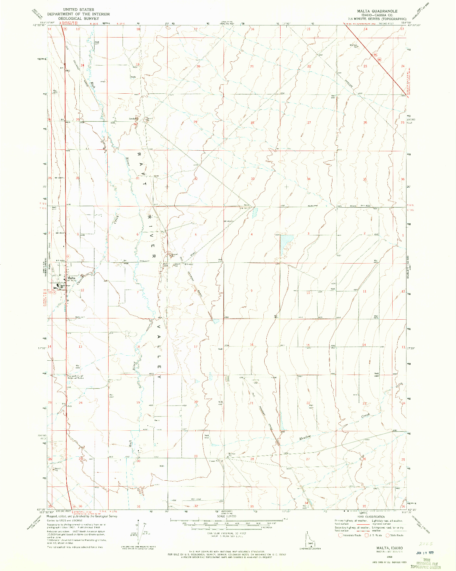 USGS 1:24000-SCALE QUADRANGLE FOR MALTA, ID 1968
