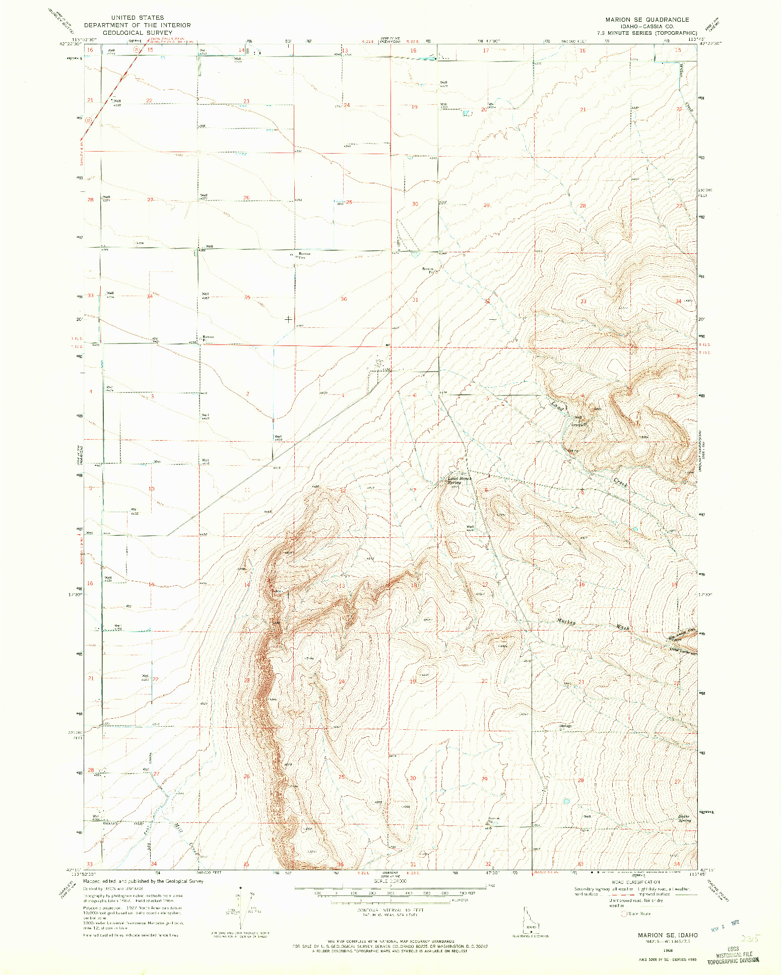 USGS 1:24000-SCALE QUADRANGLE FOR MARION SE, ID 1968