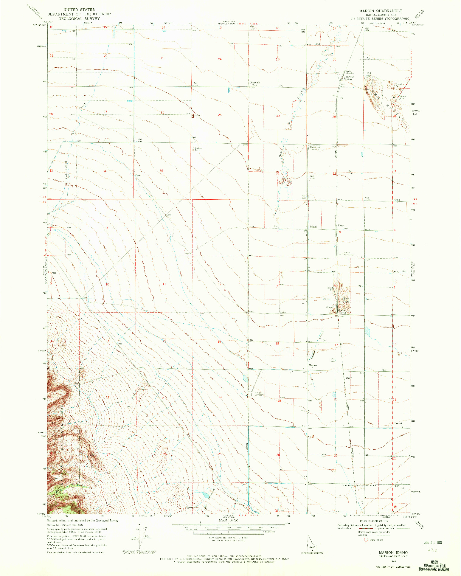 USGS 1:24000-SCALE QUADRANGLE FOR MARION, ID 1968