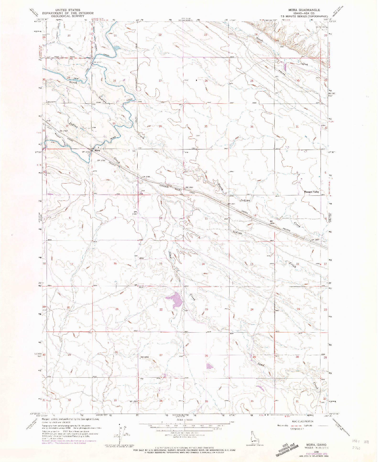 USGS 1:24000-SCALE QUADRANGLE FOR MORA, ID 1958