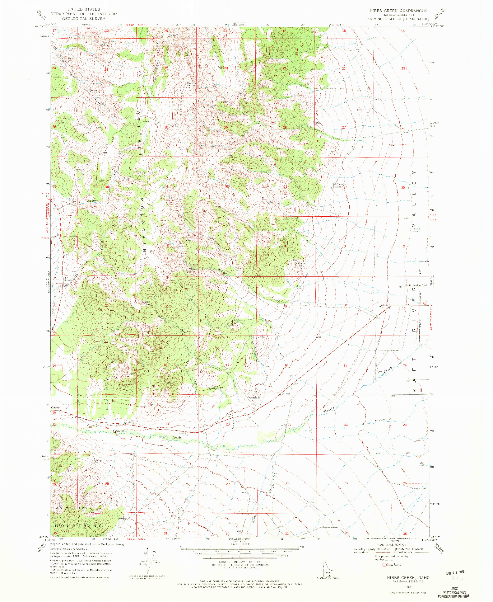 USGS 1:24000-SCALE QUADRANGLE FOR NIBBS CREEK, ID 1968