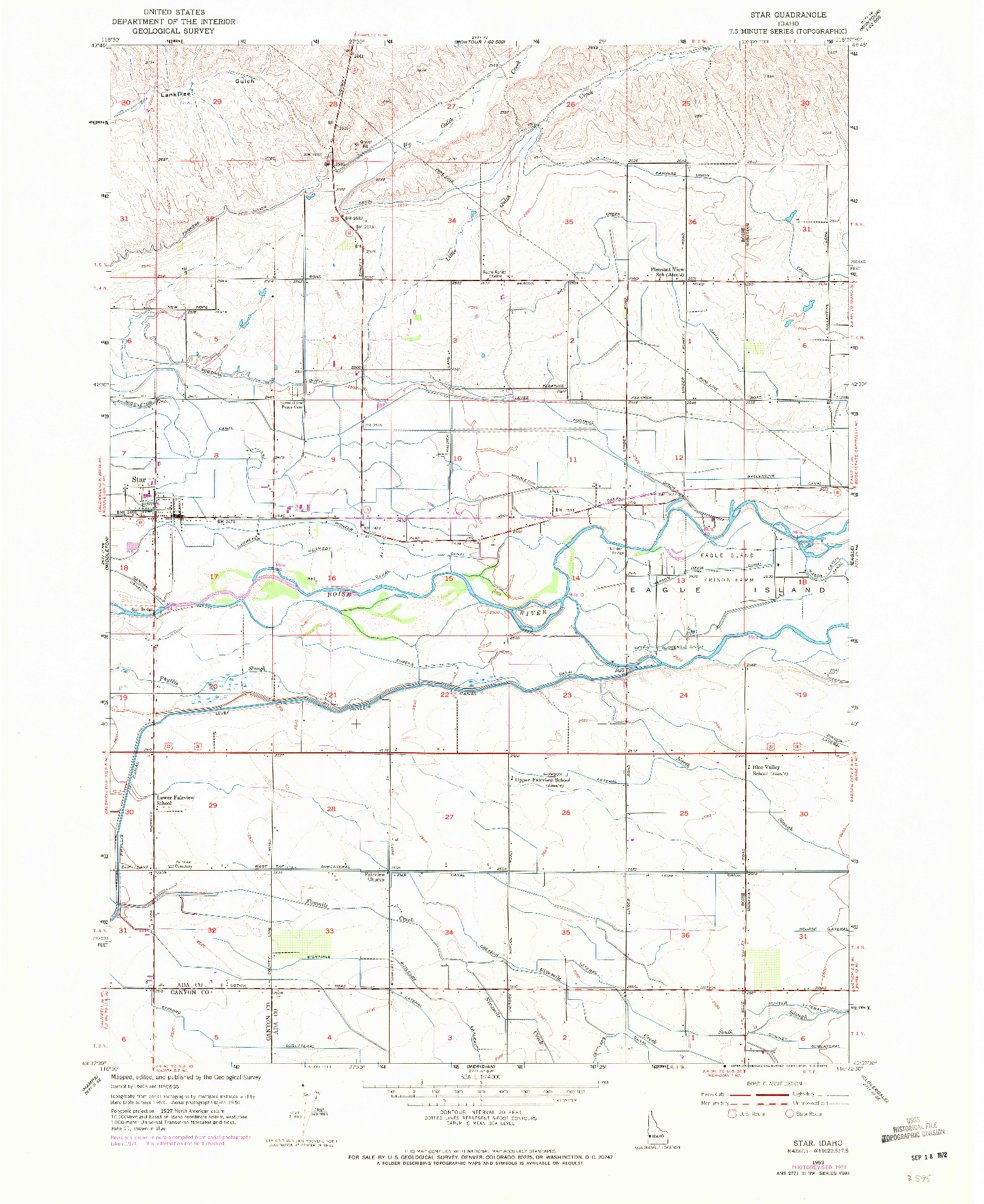 USGS 1:24000-SCALE QUADRANGLE FOR STAR, ID 1953