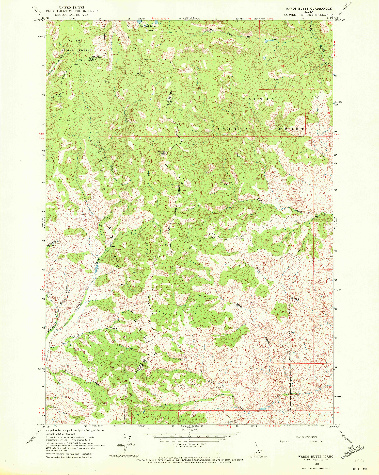 USGS 1:24000-SCALE QUADRANGLE FOR WARDS BUTTE, ID 1963