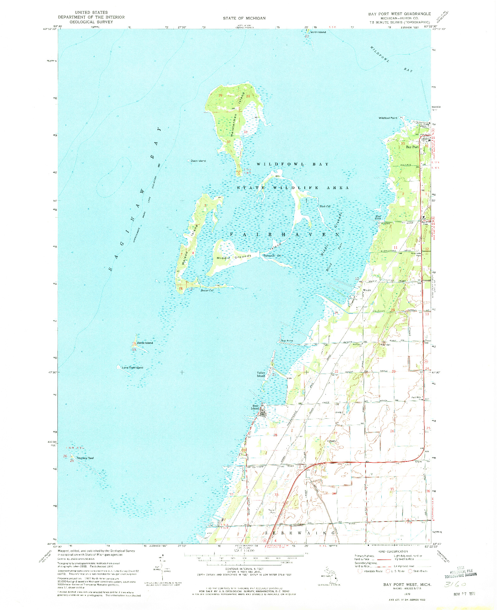 USGS 1:24000-SCALE QUADRANGLE FOR BAY PORT WEST, MI 1970