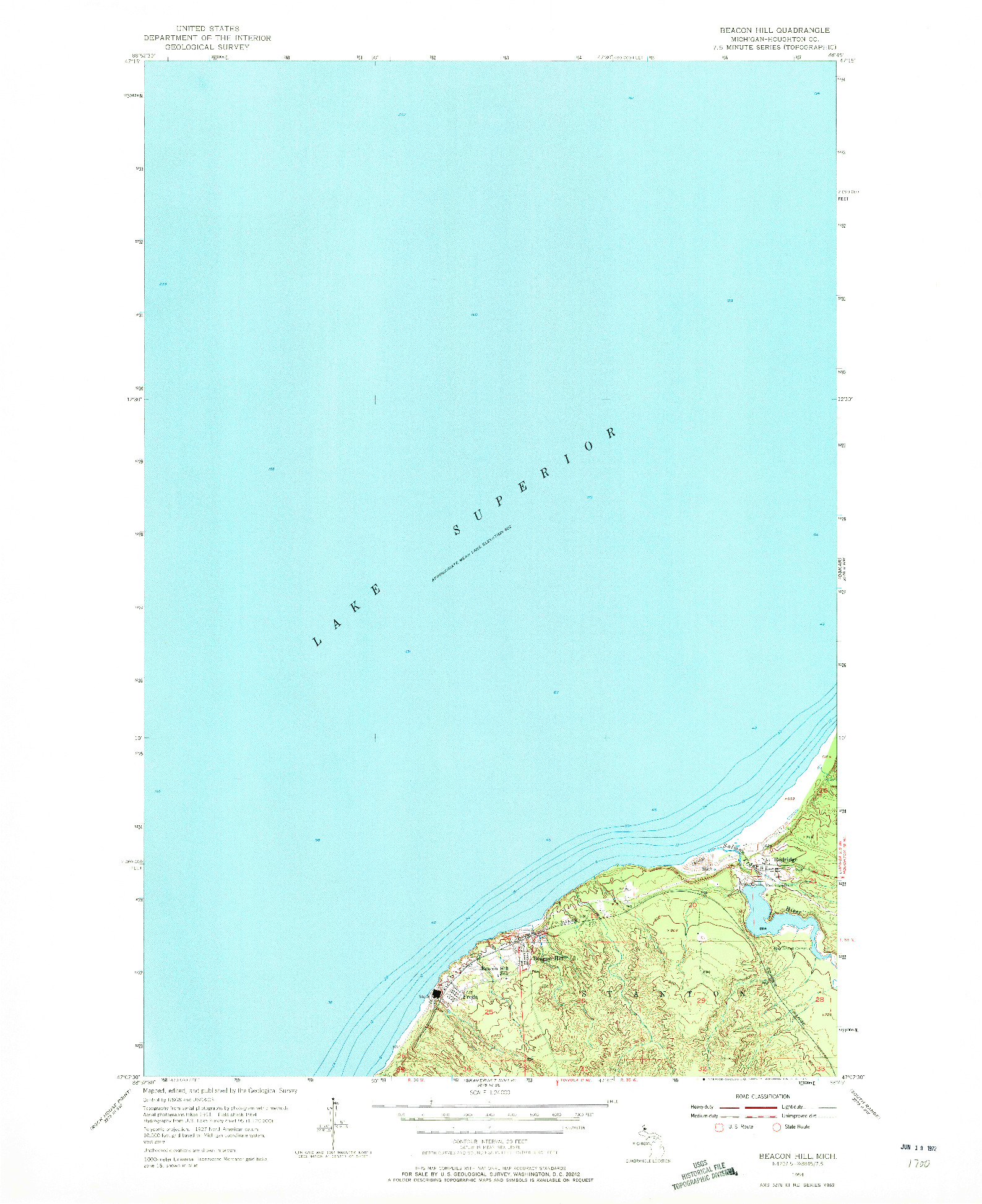 USGS 1:24000-SCALE QUADRANGLE FOR BEACON HILL, MI 1954