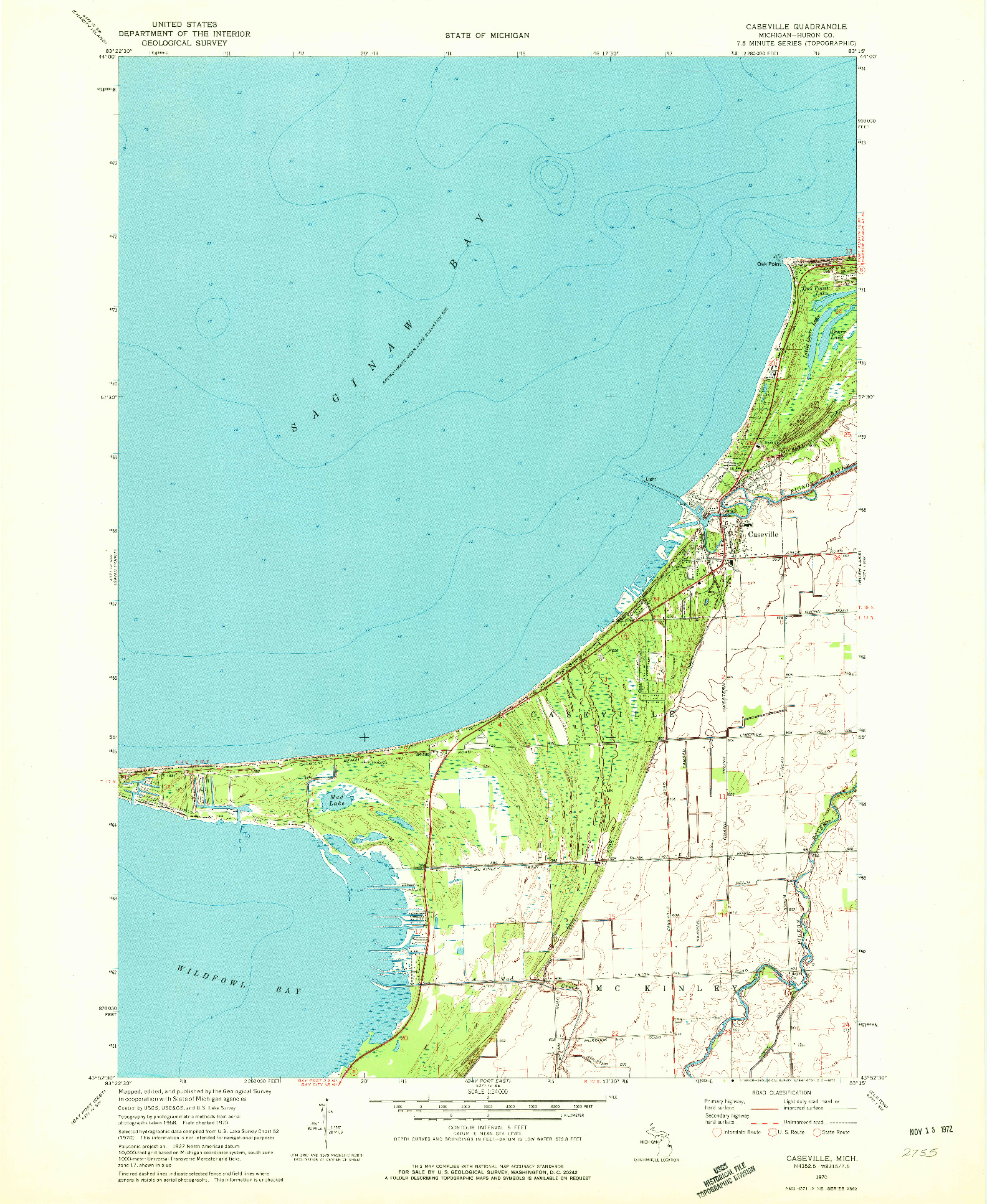 USGS 1:24000-SCALE QUADRANGLE FOR CASEVILLE, MI 1970