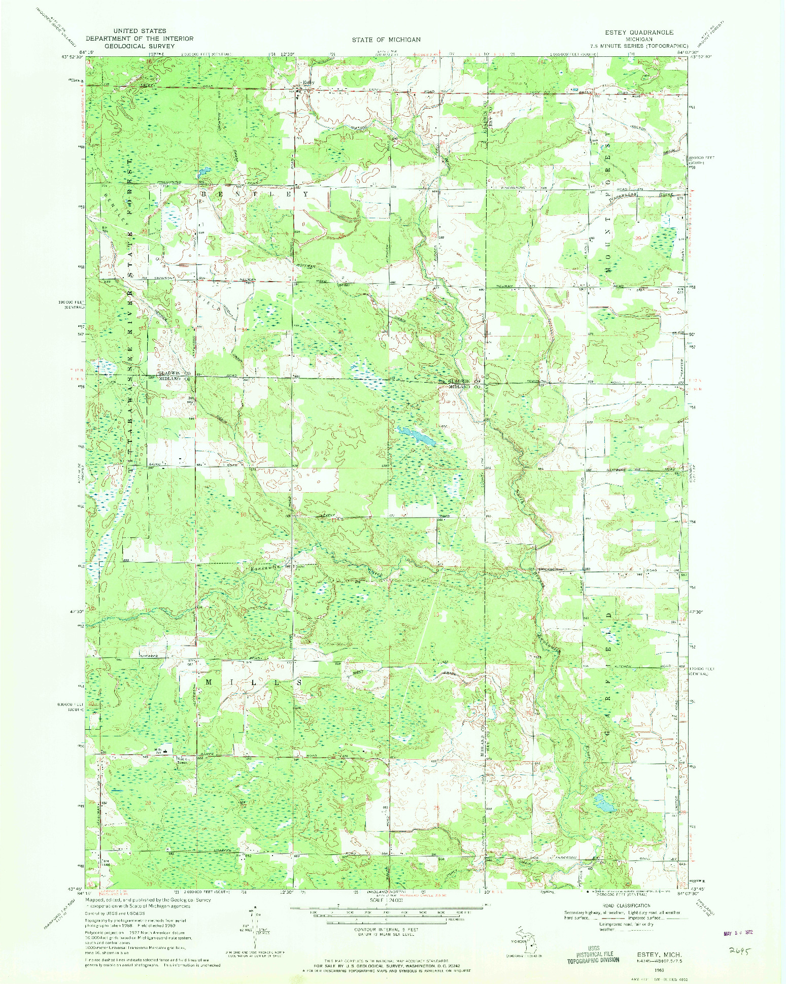 USGS 1:24000-SCALE QUADRANGLE FOR ESTEY, MI 1969