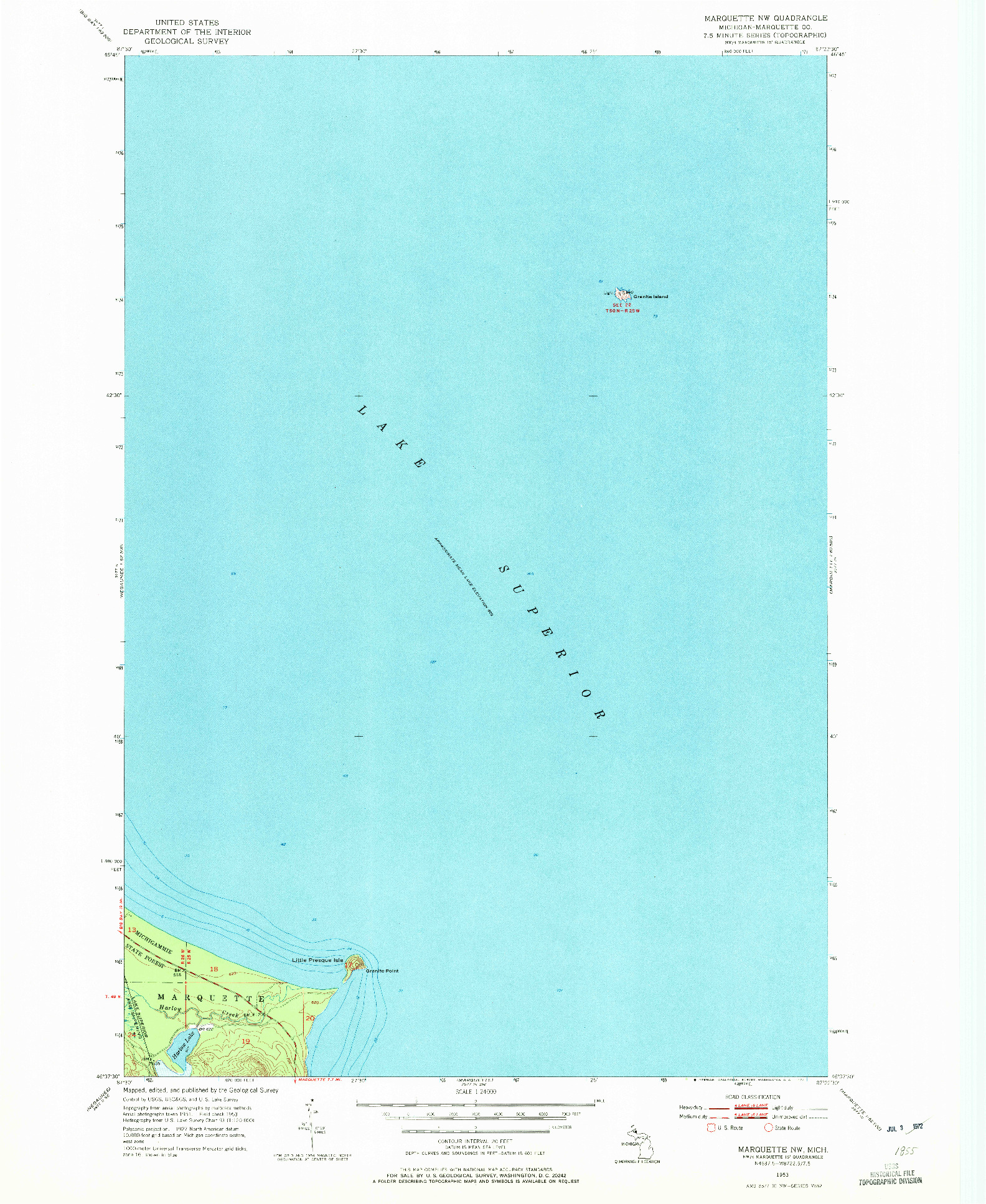 USGS 1:24000-SCALE QUADRANGLE FOR MARQUETTE NW, MI 1953