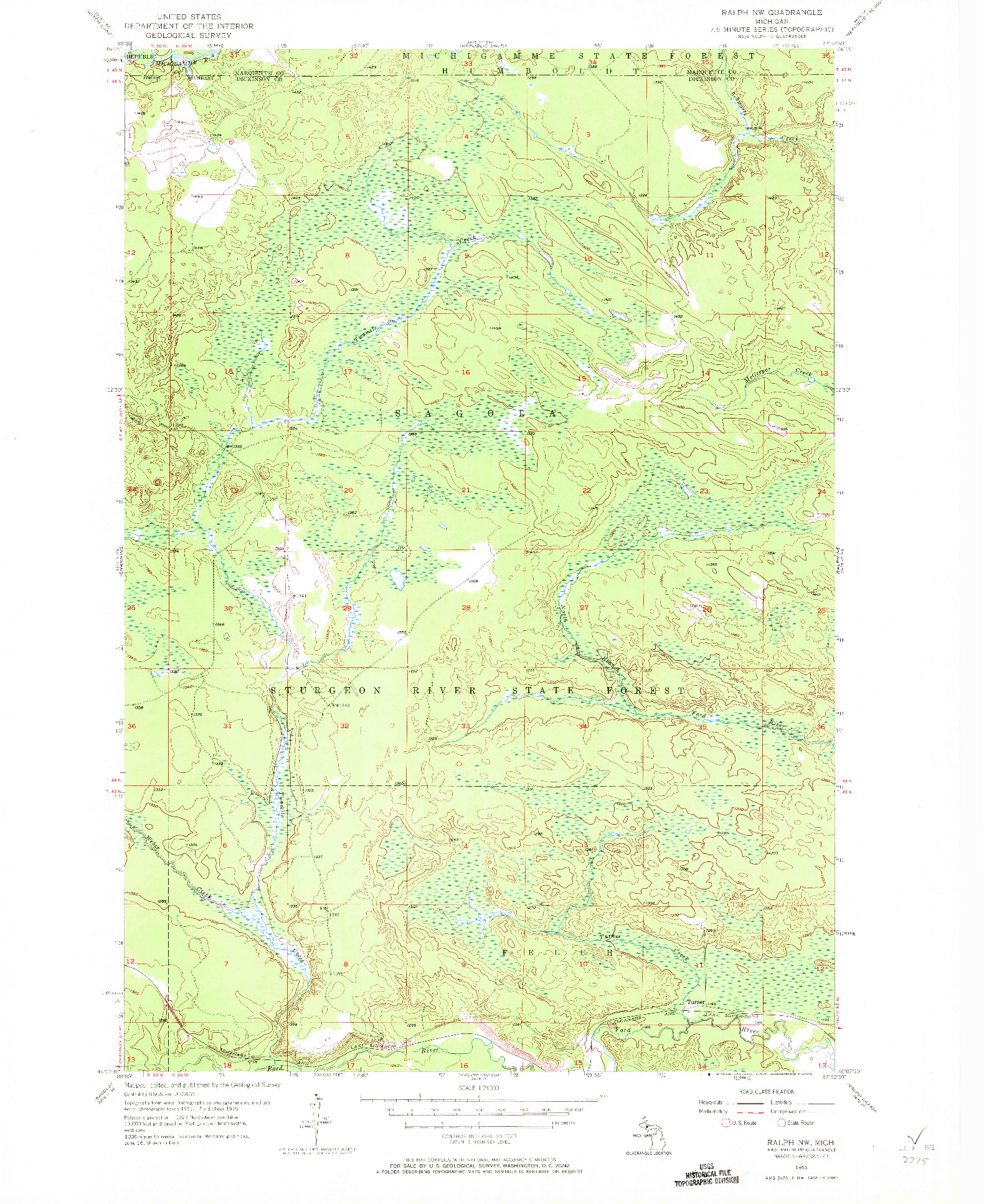 USGS 1:24000-SCALE QUADRANGLE FOR RALPH NW, MI 1955