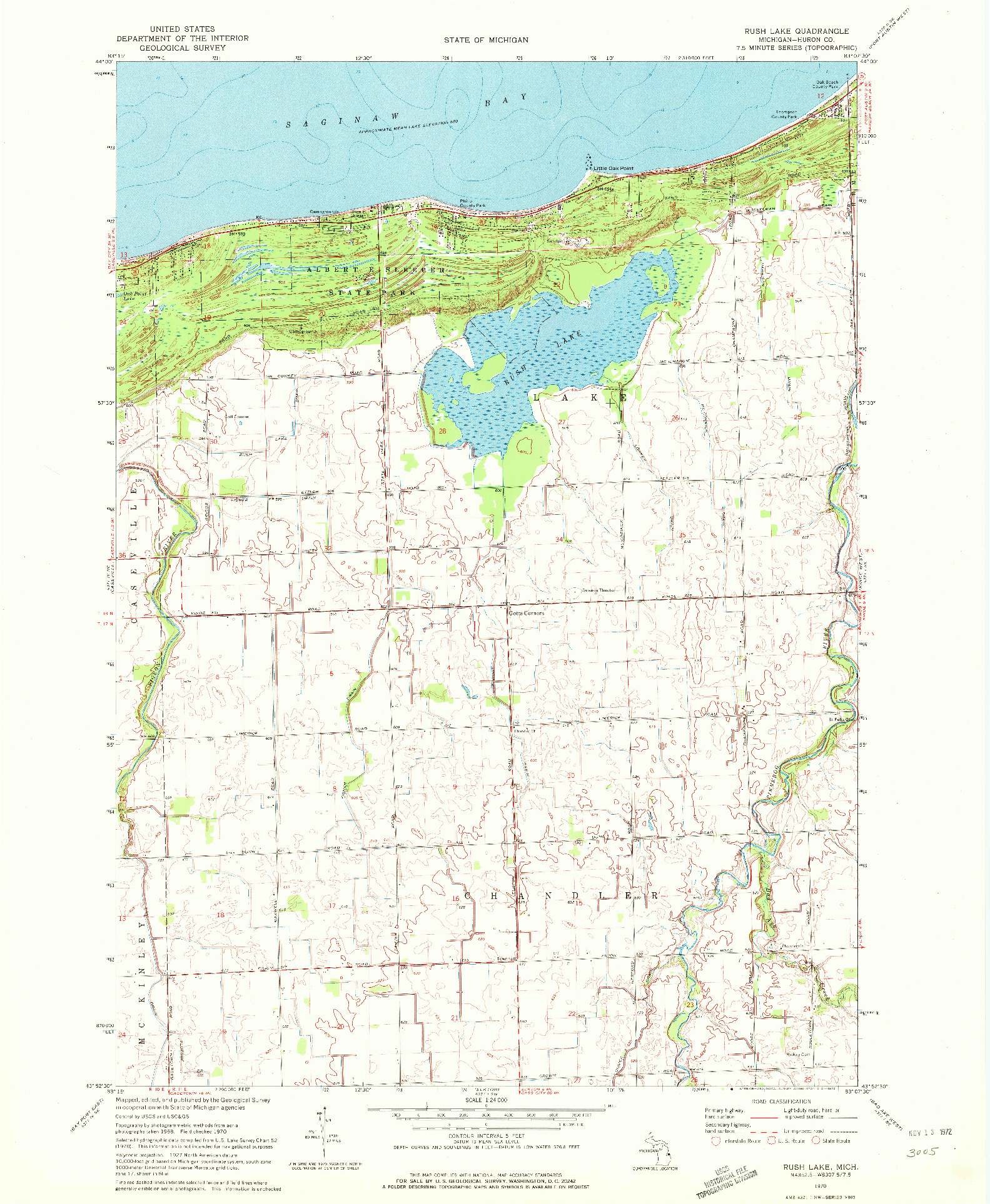 USGS 1:24000-SCALE QUADRANGLE FOR RUSH LAKE, MI 1970