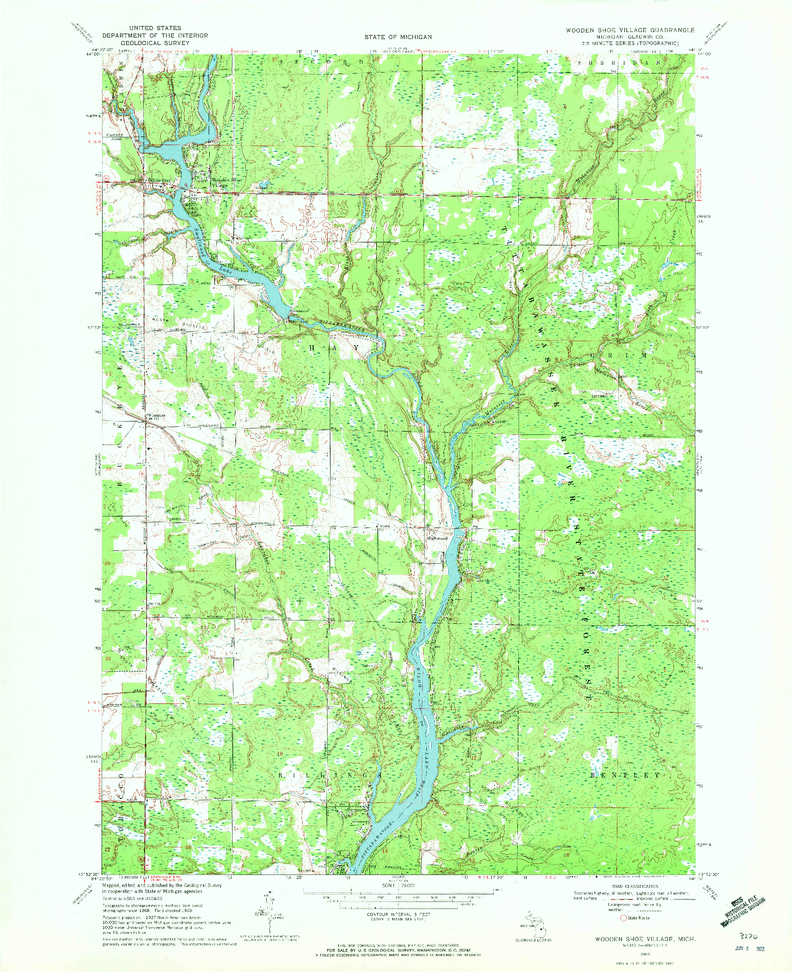 USGS 1:24000-SCALE QUADRANGLE FOR WOODEN SHOE VILLAGE, MI 1969