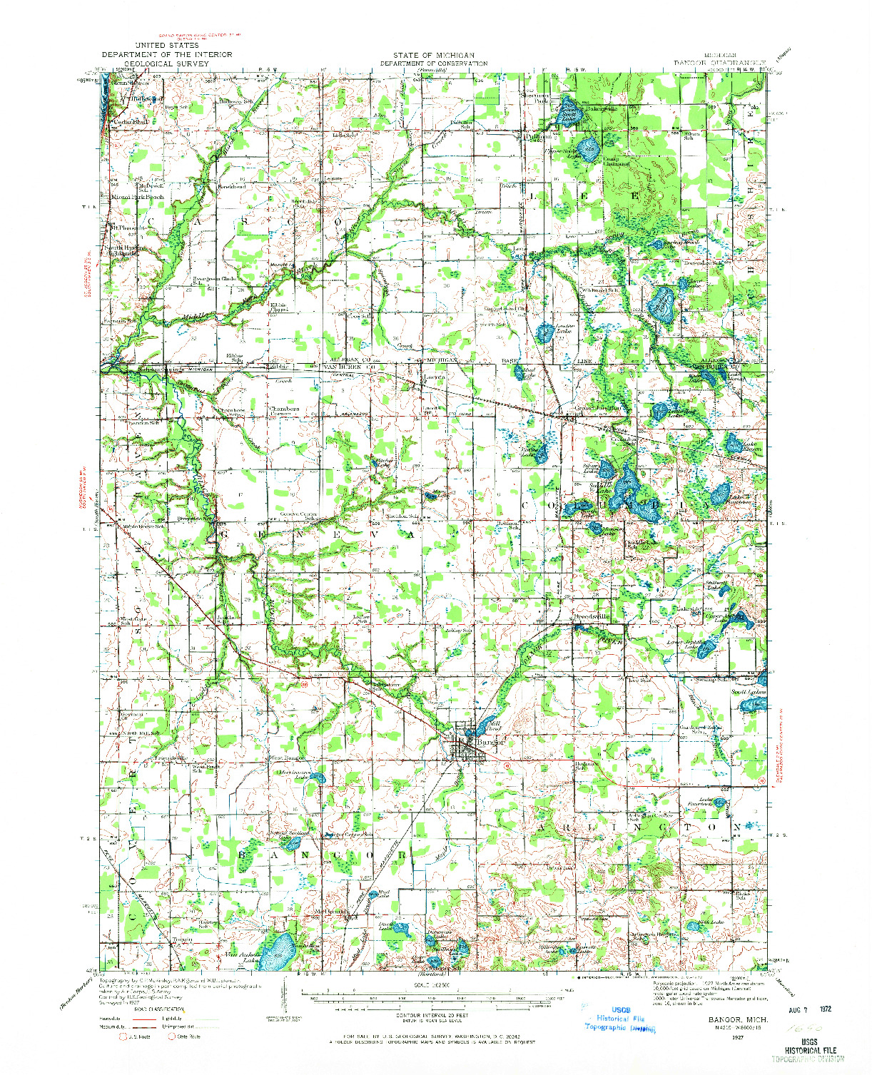 USGS 1:62500-SCALE QUADRANGLE FOR BANGOR, MI 1927