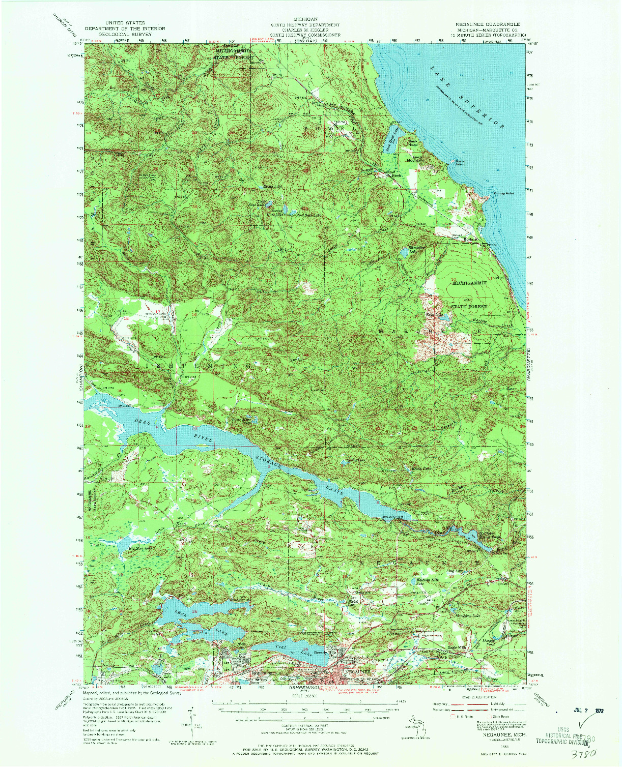 USGS 1:62500-SCALE QUADRANGLE FOR NEGAUNEE, MI 1954