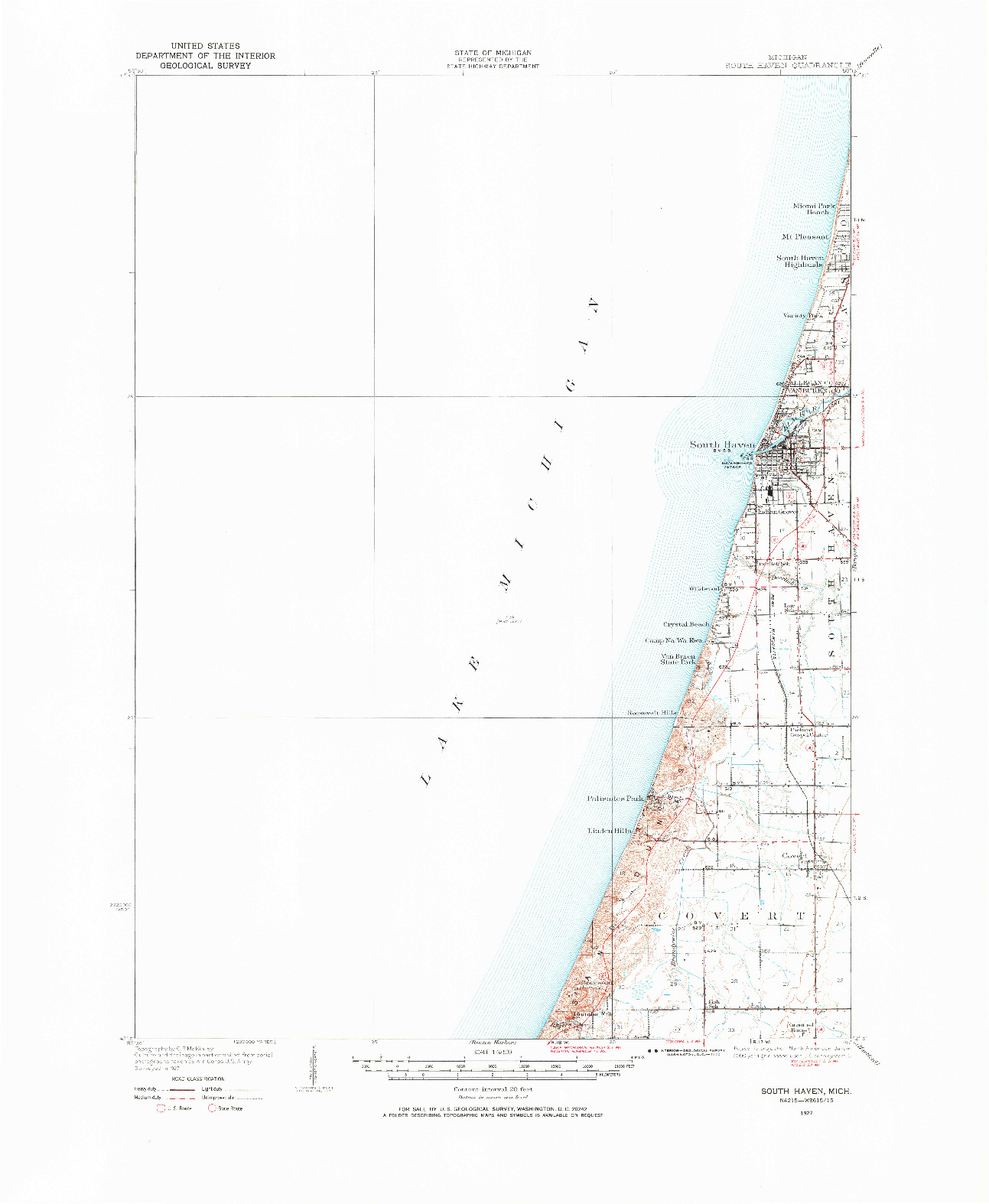 USGS 1:62500-SCALE QUADRANGLE FOR SOUTH HAVEN, MI 1927