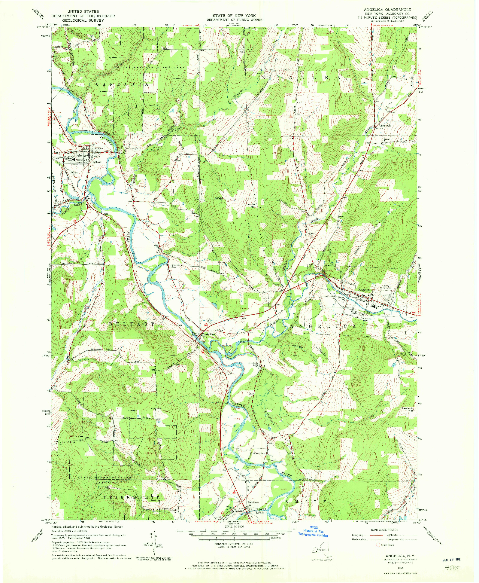 USGS 1:24000-SCALE QUADRANGLE FOR ANGELICA, NY 1964