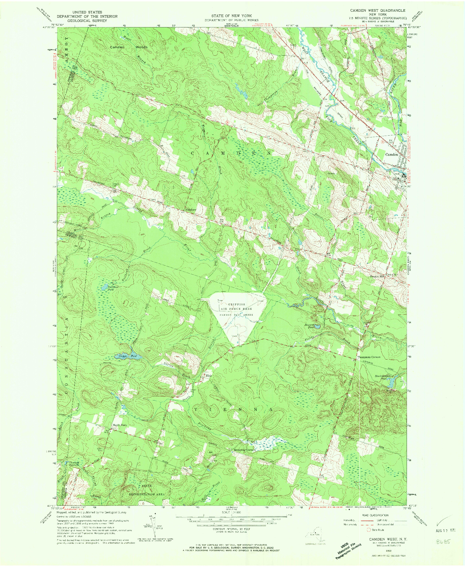USGS 1:24000-SCALE QUADRANGLE FOR CAMDEN WEST, NY 1960