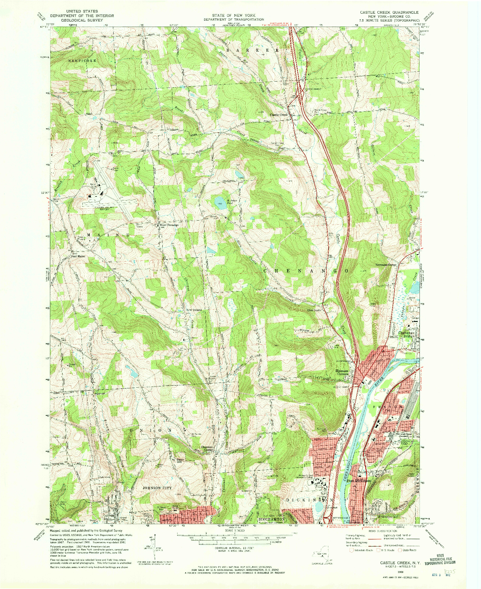 USGS 1:24000-SCALE QUADRANGLE FOR CASTLE CREEK, NY 1968