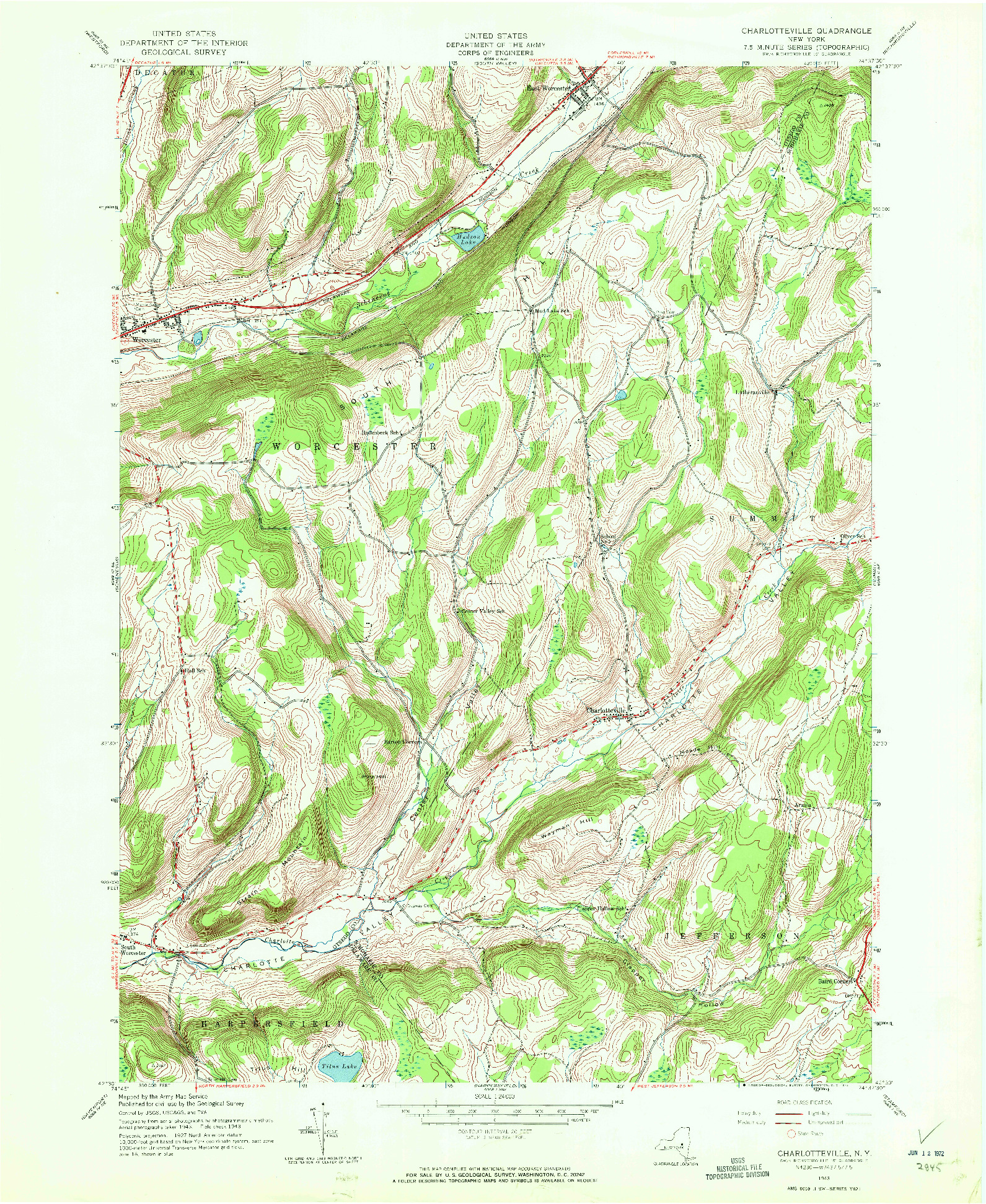 USGS 1:24000-SCALE QUADRANGLE FOR CHARLOTTEVILLE, NY 1943