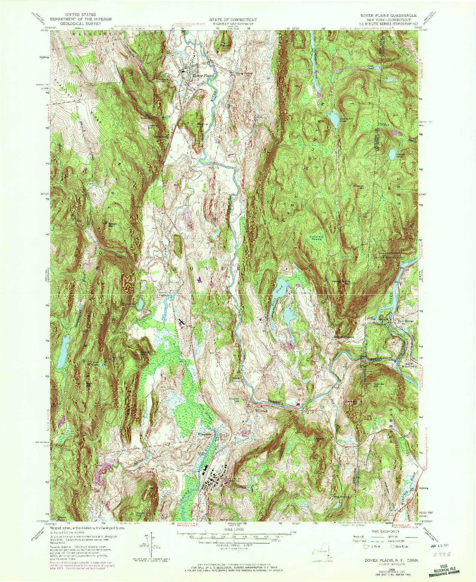 USGS 1:24000-SCALE QUADRANGLE FOR DOVER PLAINS, NY 1958