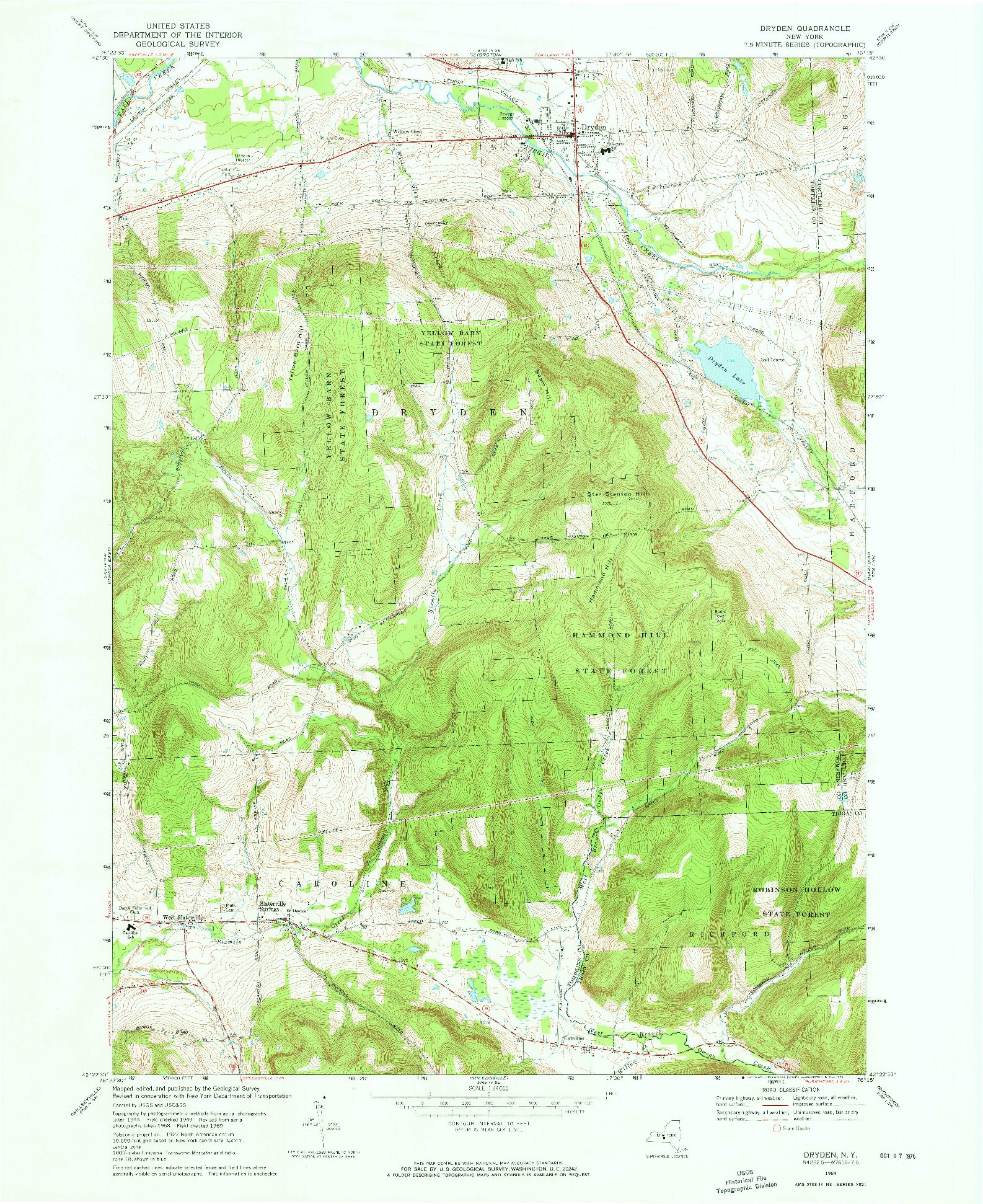 USGS 1:24000-SCALE QUADRANGLE FOR DRYDEN, NY 1969